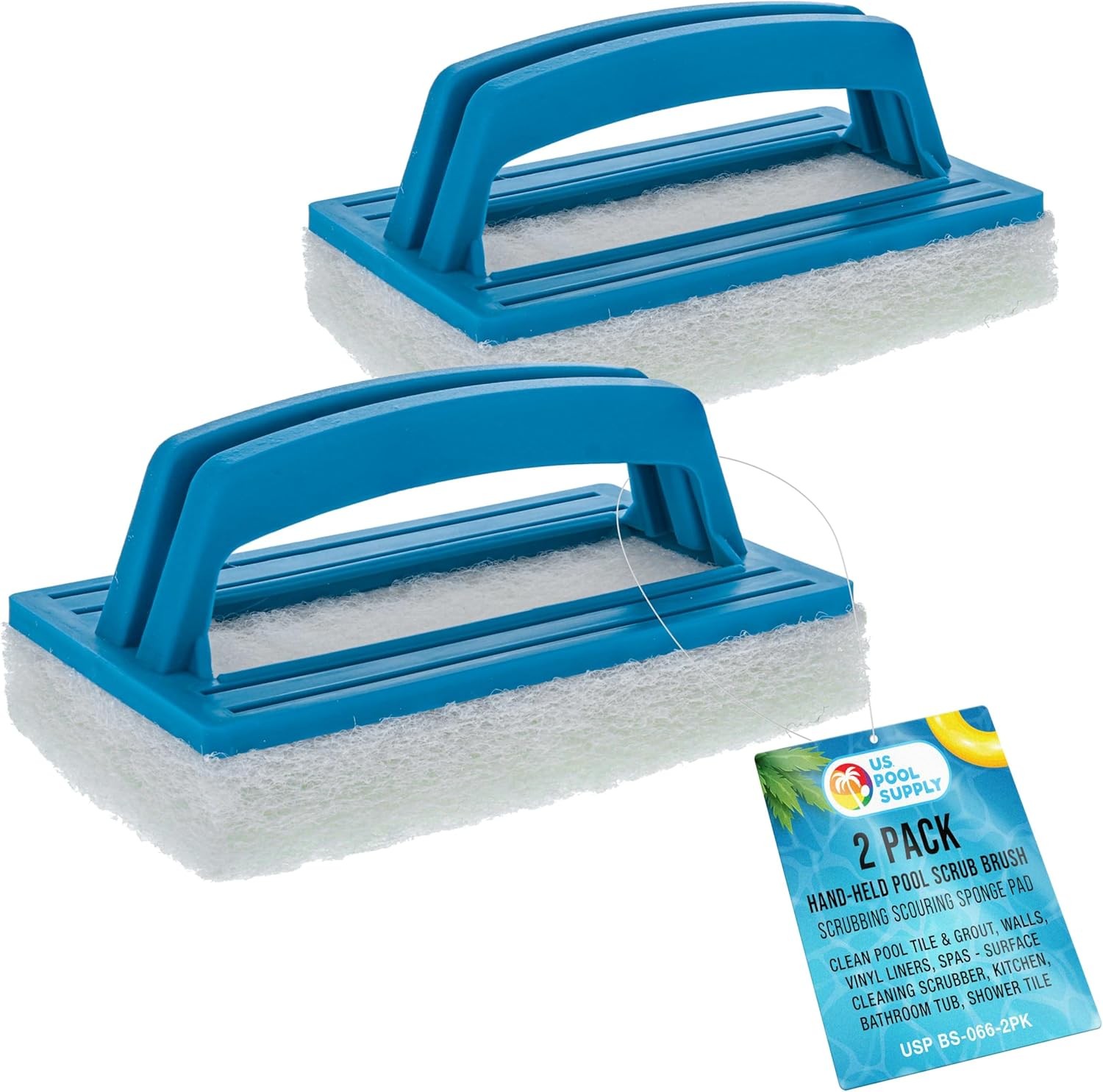 U.S. Pool Supply Hand-Held Scrub Brush 2 Pack – Pool Tile, Grout & Spa Cleaner