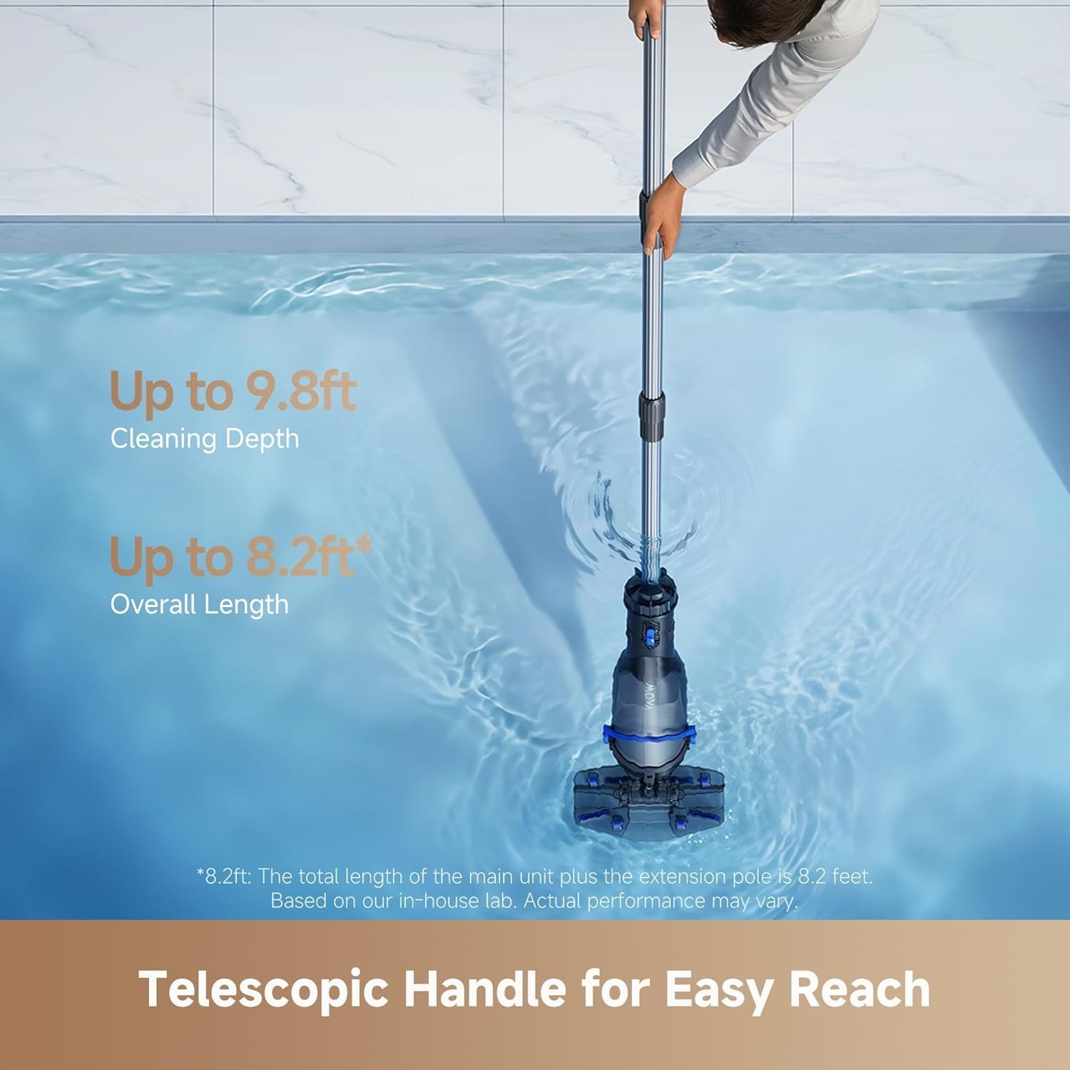 Handler V10 Rechargeable Pool Cleaner – 60min Runtime, Transparent Suction Head