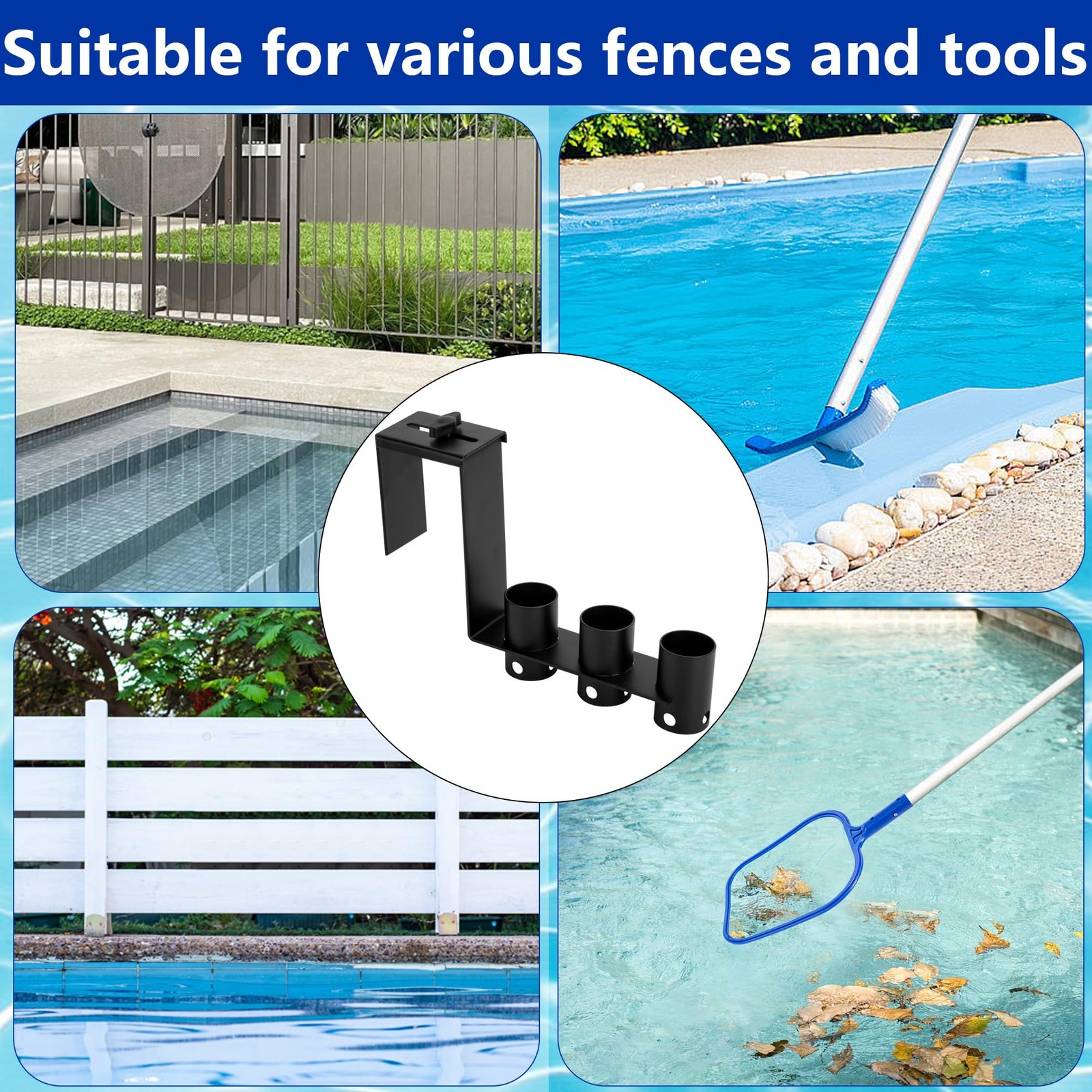 2 Pcs Adjustable Pool Fence Hooks, Metal Pool Fence Hangers Suitable for 1.4-…