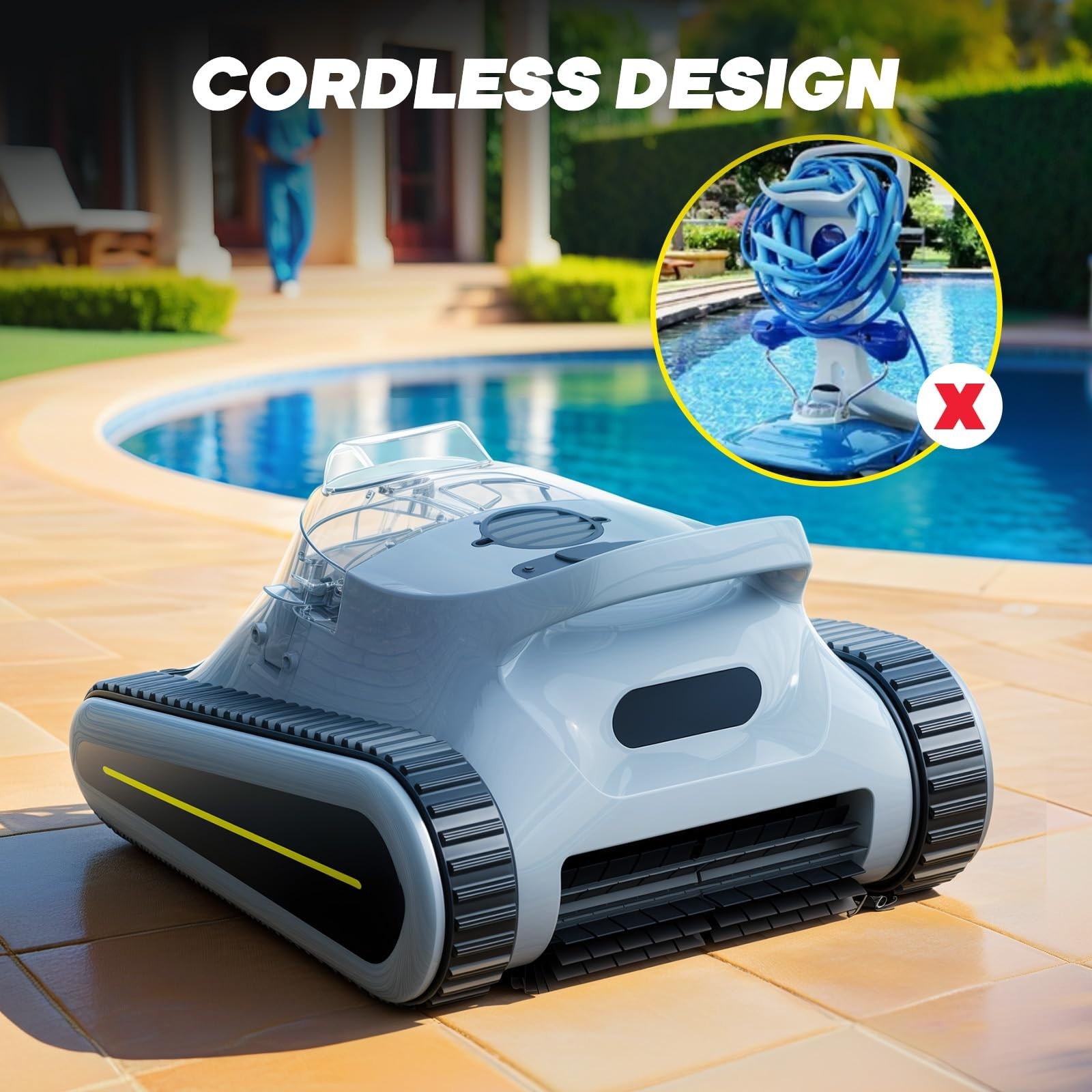 Robotic Pool Cleaner Smart Navigation & App Control 150 Min for In-Ground Pools