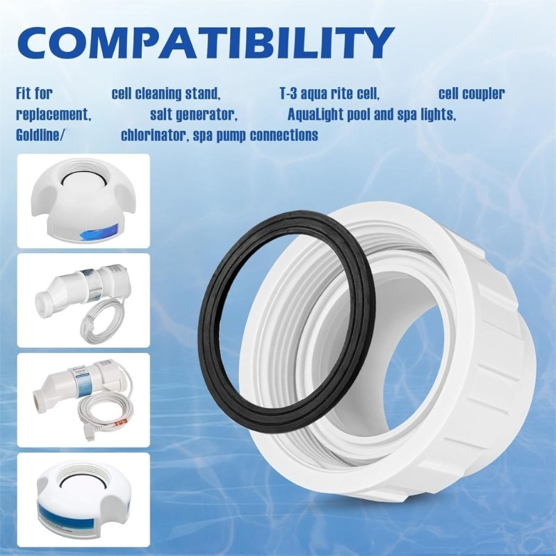 Pool Pipe Union Replacement Set with Sealing Washer for Home Pools Connection