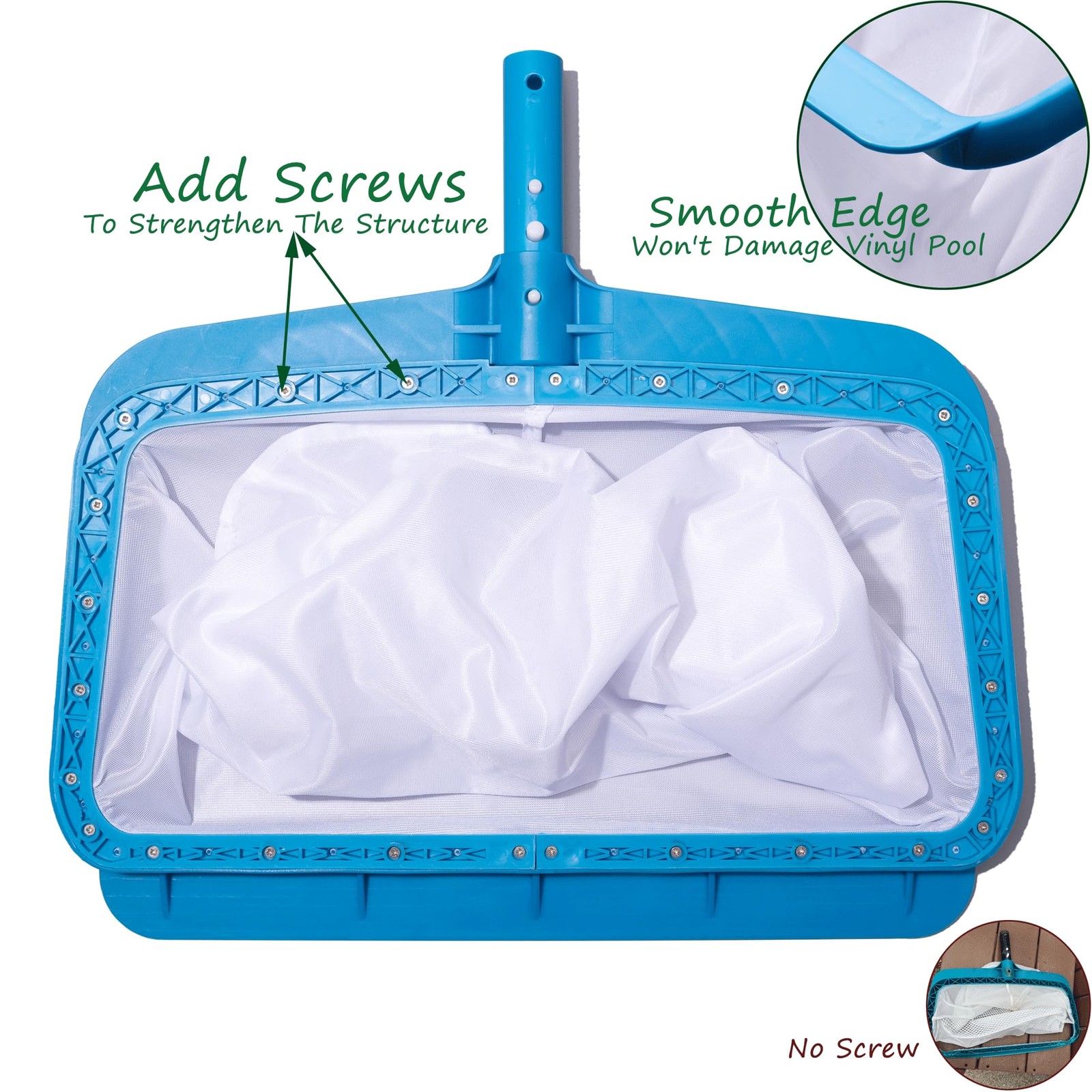 Professional Pool Skimmer Net for Cleaning Pollen, Bugs, and Leaves