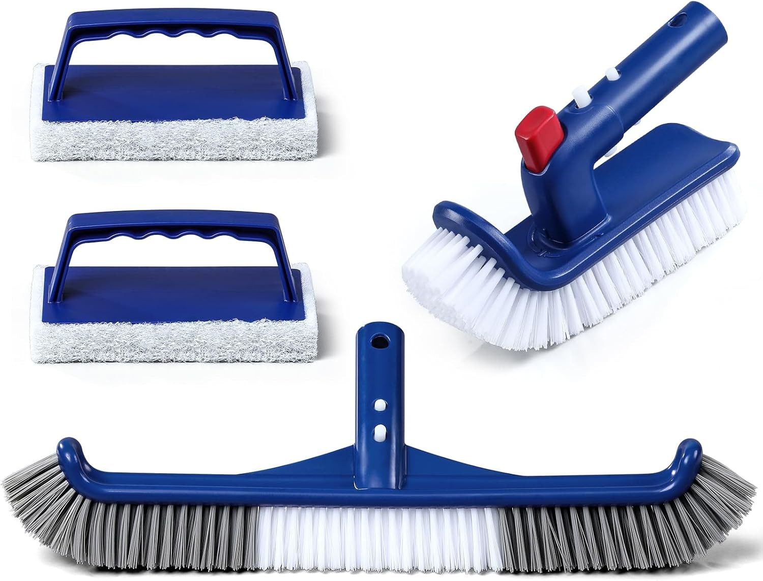 Pool Brush Set: 17.5&Prime; Long, Rotatable, Sponge – Blue
