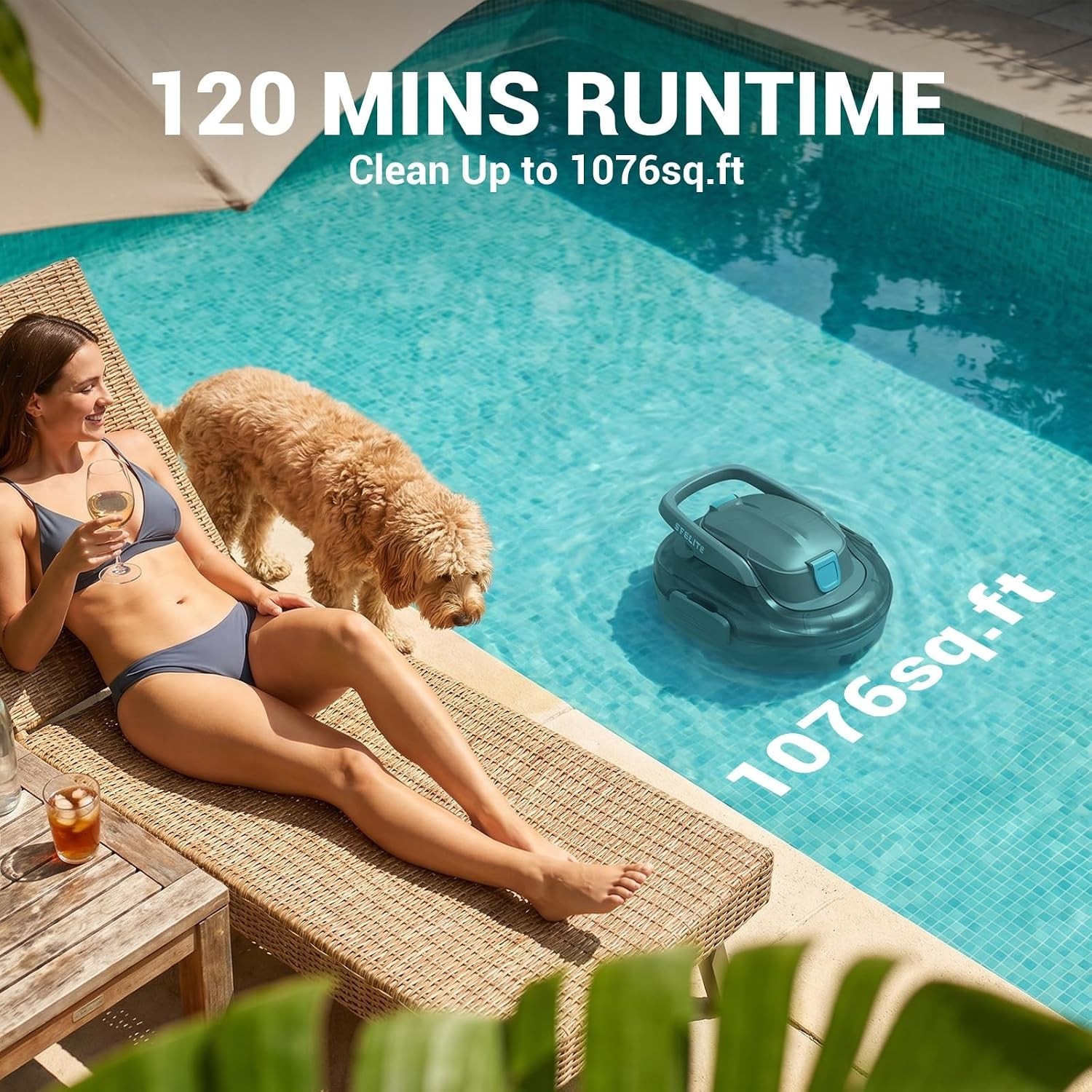 Robotic Pool Cleaner S7: Quick Clean for Up to 1076 sq.ft with Dual Filtration