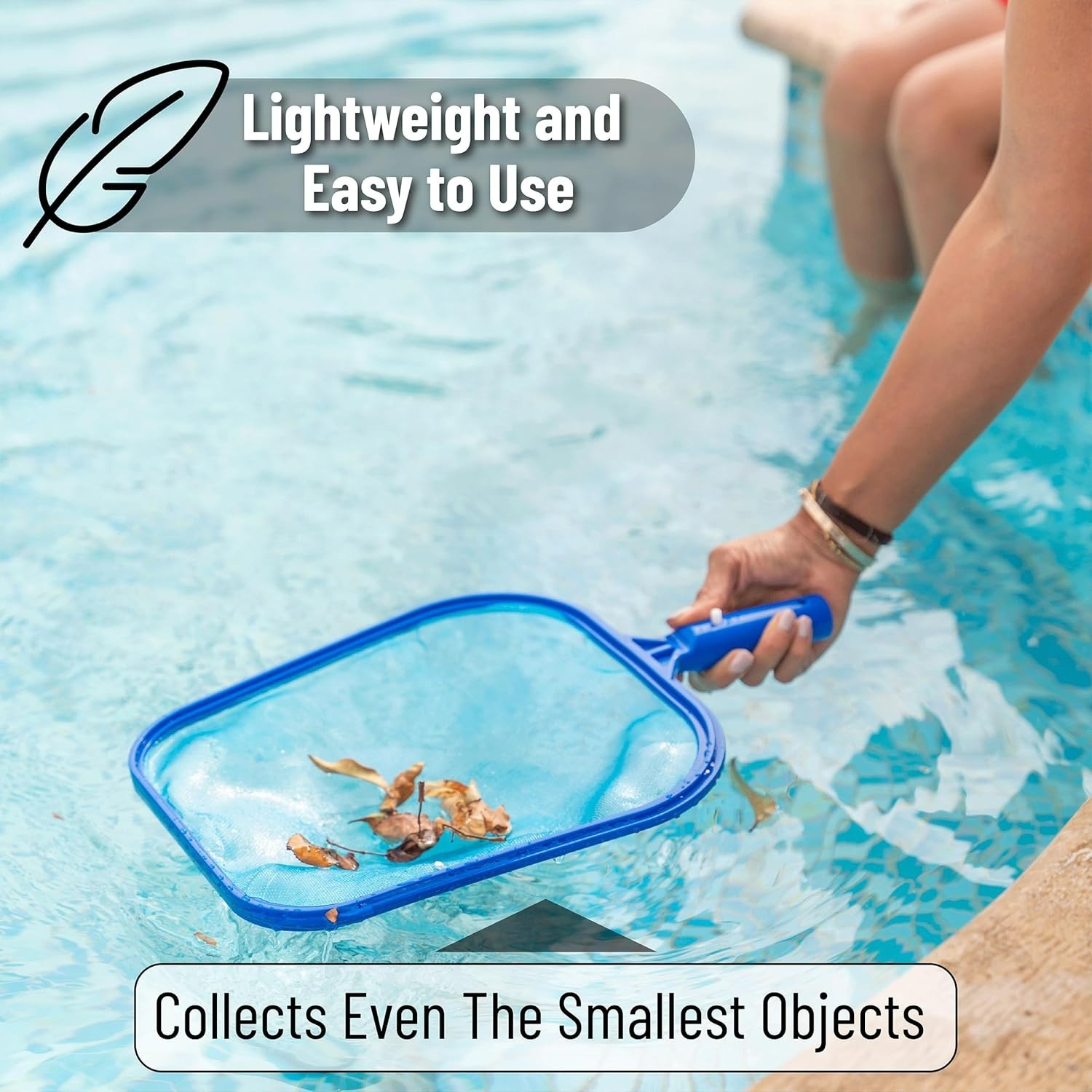 Sky Blue Heavy-Duty Pool Skimmer Net – Efficient Cleaning & Easy Maneuvering