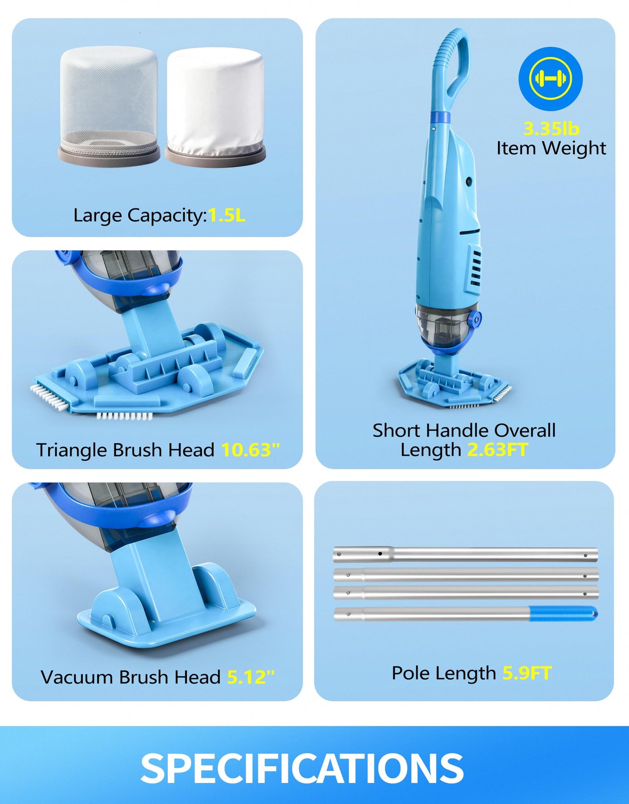 Kimpump Cordless Pool Vacuum Cleaner 4 Filter Bags Suitable For Ultra-Fine