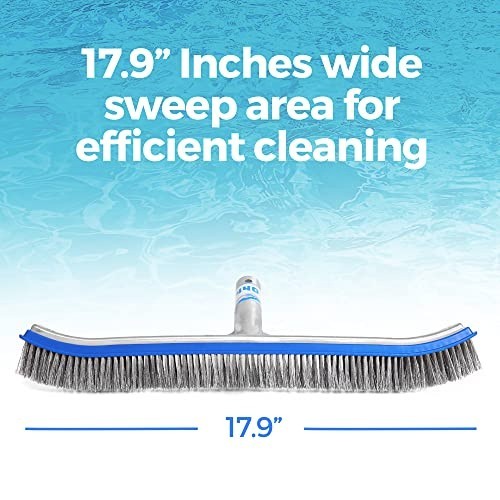 Heavy Duty 18&Prime; Pool Brush – Extra-Wide Metal Head, Stainless Steel Bristles for