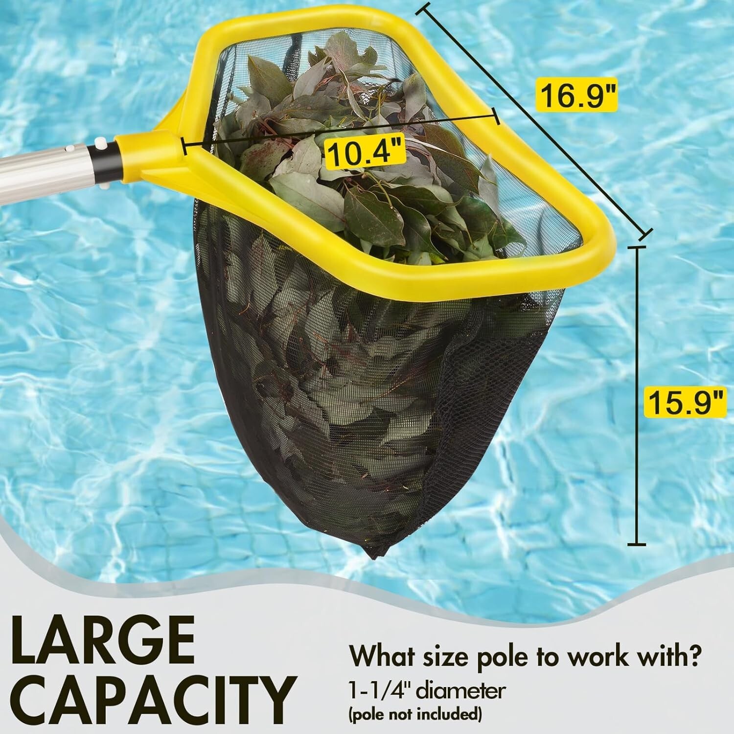 Goovilla Pool Net, Skimmer w/ Reinforced Frame, Large Capacity, Pond, Minnow,RED