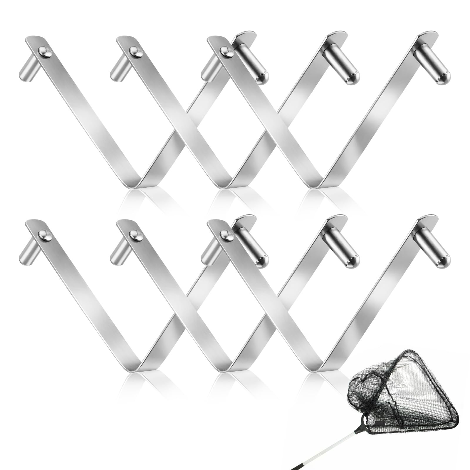 6Pcs Pool Pole Clips, V-Shaped Stainless Steel Pool Brush Clip Double Pin Spr…