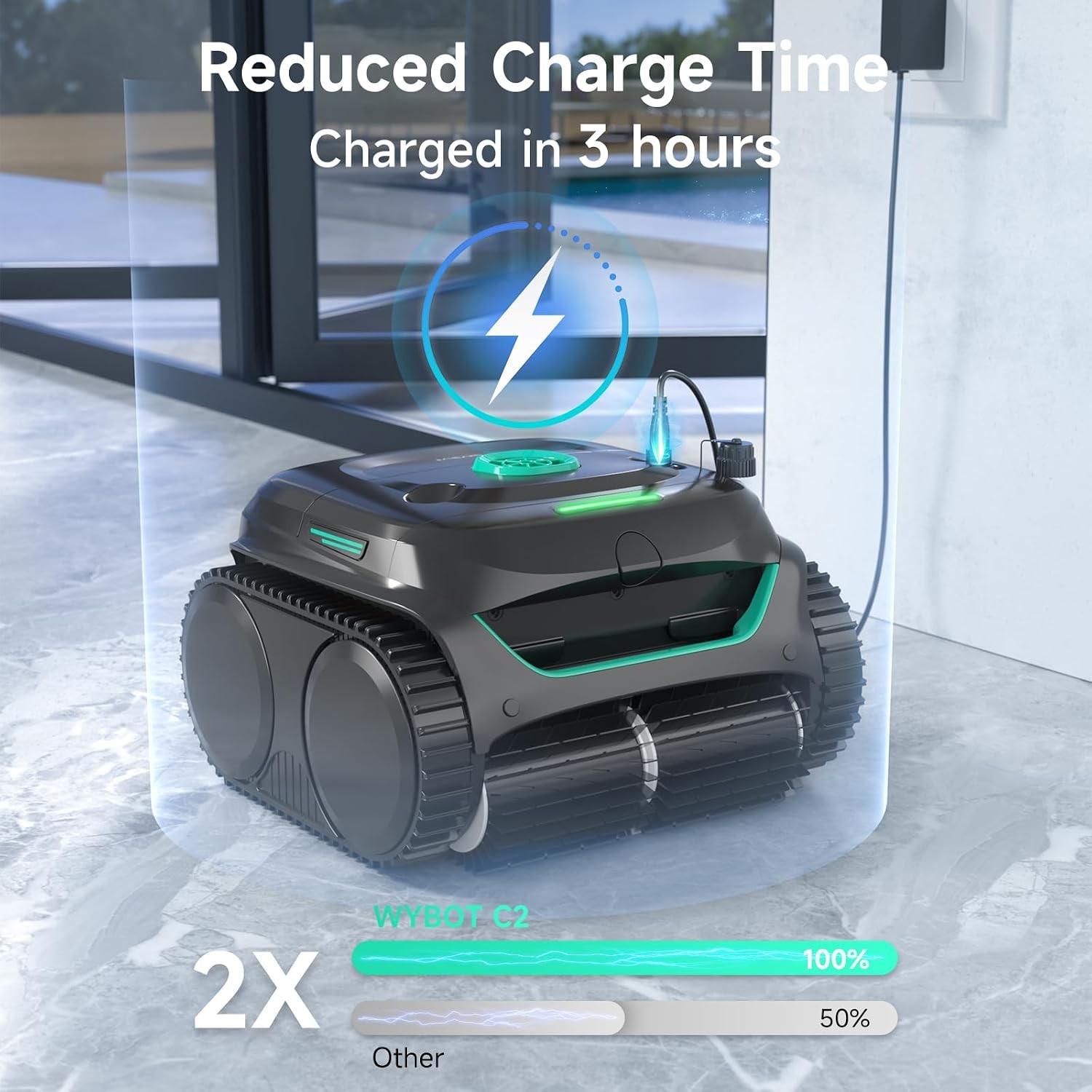 WYBOT C2 Cordless Robotic Pool Cleaner, up to 2152 Sq.ft Cleaning Modes BGrade
