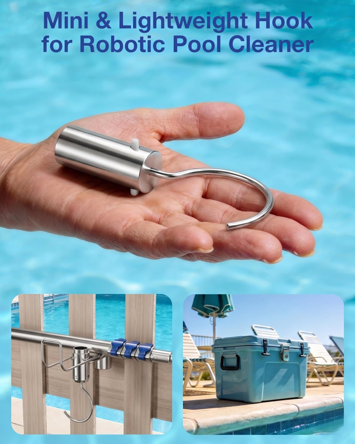 Hook for All Robotic Pool Cleaner, Stainless Steel Hook for Pool Poles，Accessori