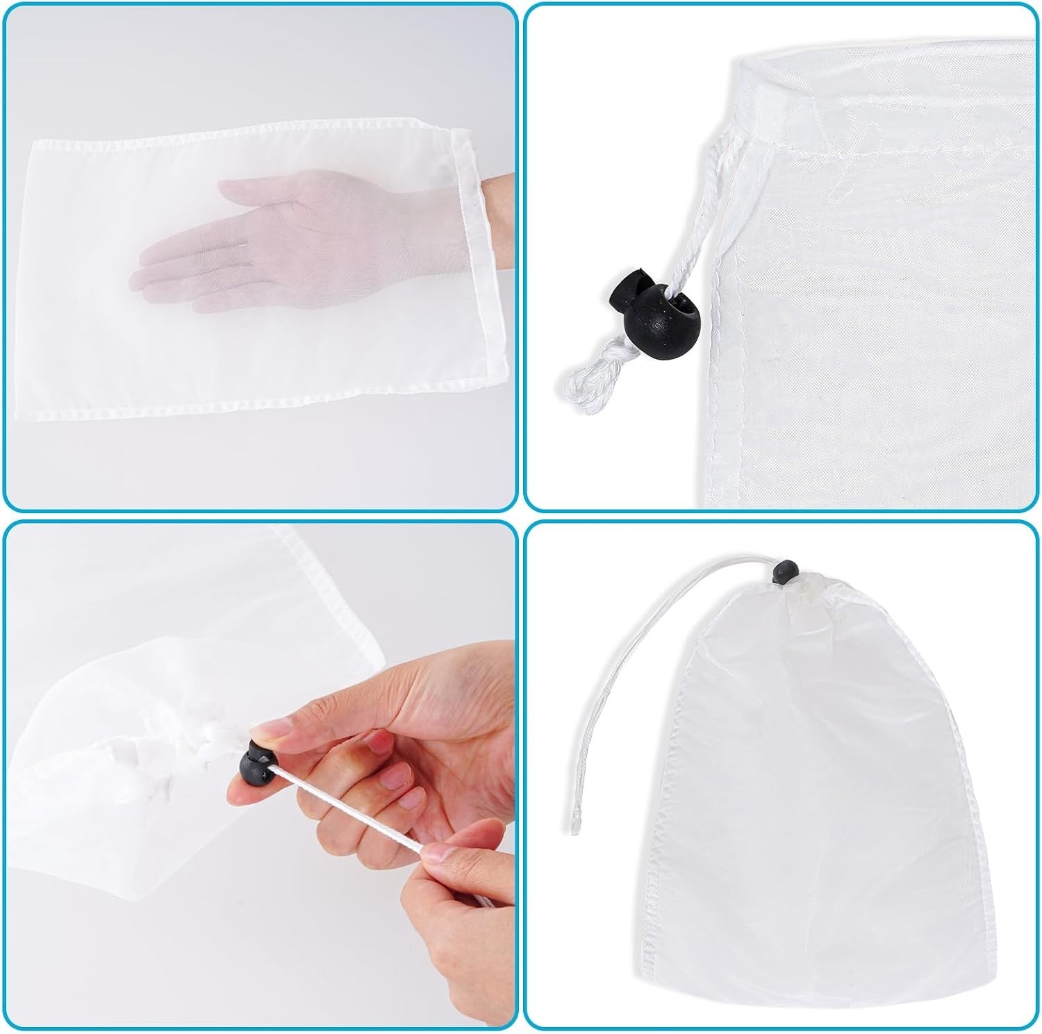 6Pcs Pool Leaf Vacuum Net Bag Replacement with Locking Cord, Pool Vacuum Mesh…
