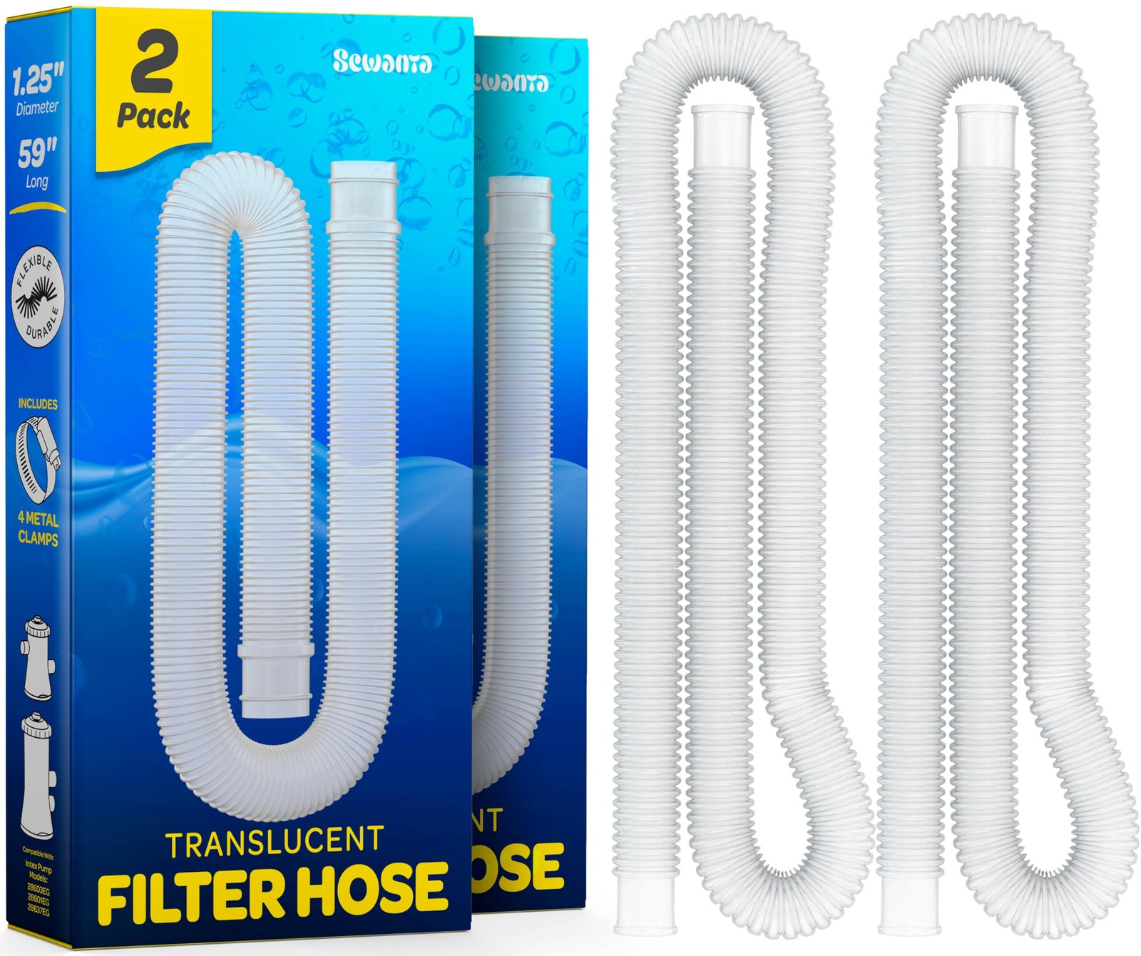 Replacement Hose For Above Ground 59 inches (L) x 1.25 (D), Clear
