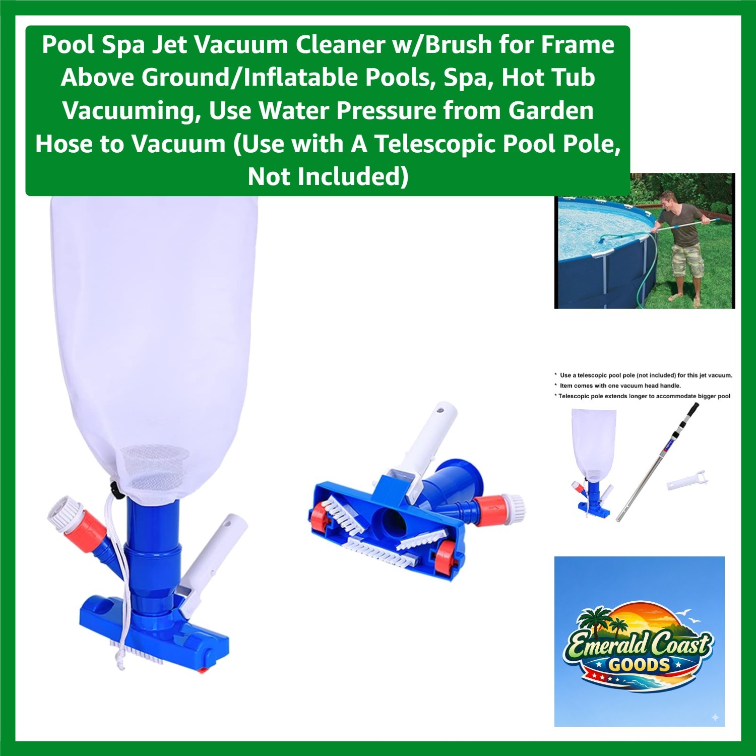 Lightweight Manual Pool Spa Jet Vacuum Cleaner – Perfect for Every Pool Type