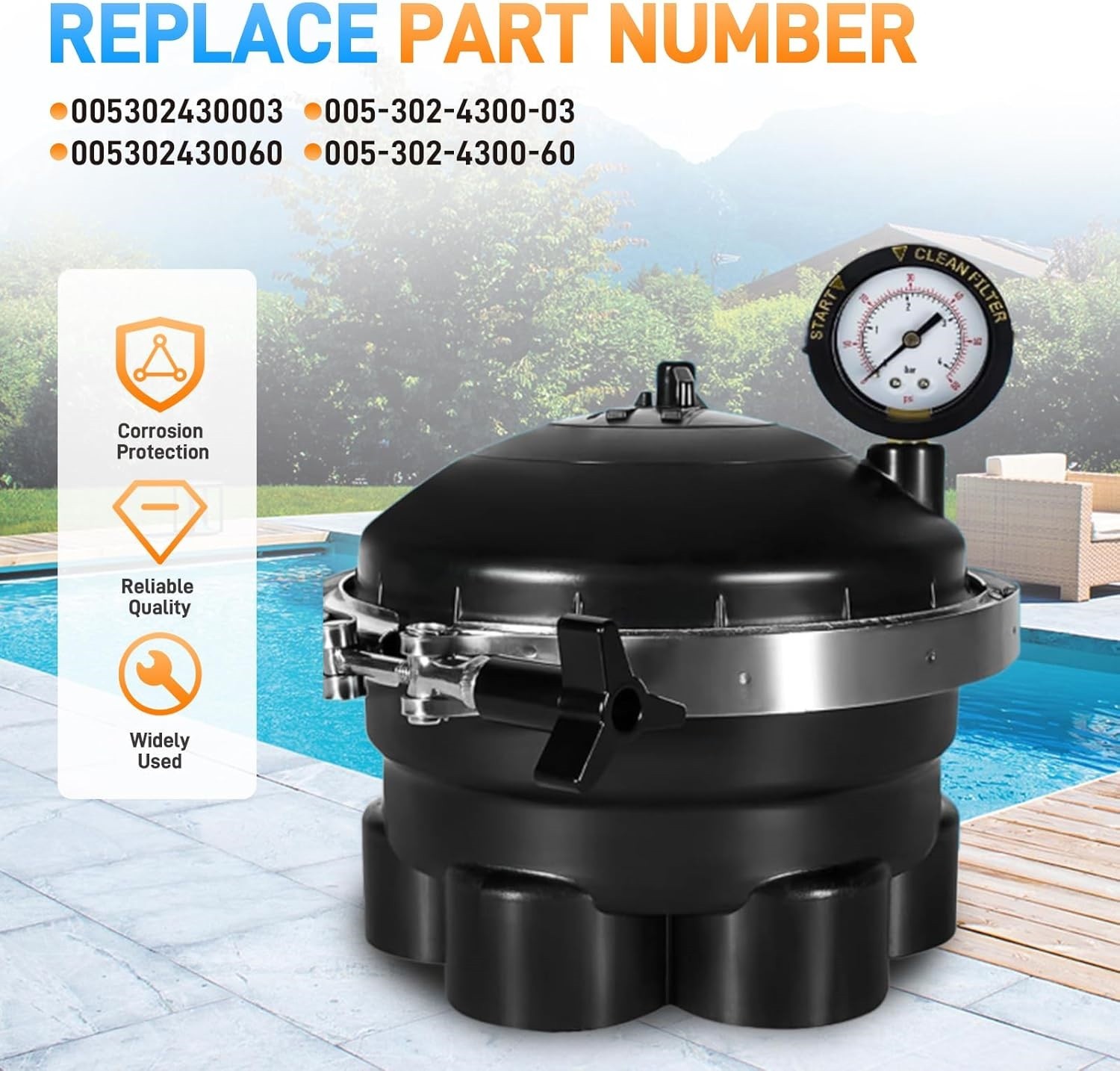 Water Valve Top Dome Gauge for Paramount PCC 2000 Cyclean Pool Valet PV3 Vantage
