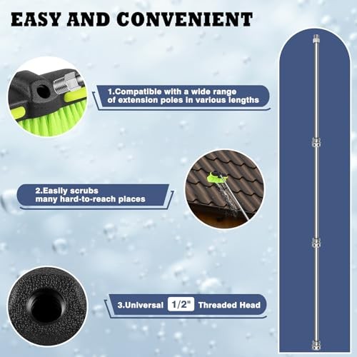 Car Wash Brush Head 8&Prime;, Scrub Brush Attachment for Extension Pole, Outdoor