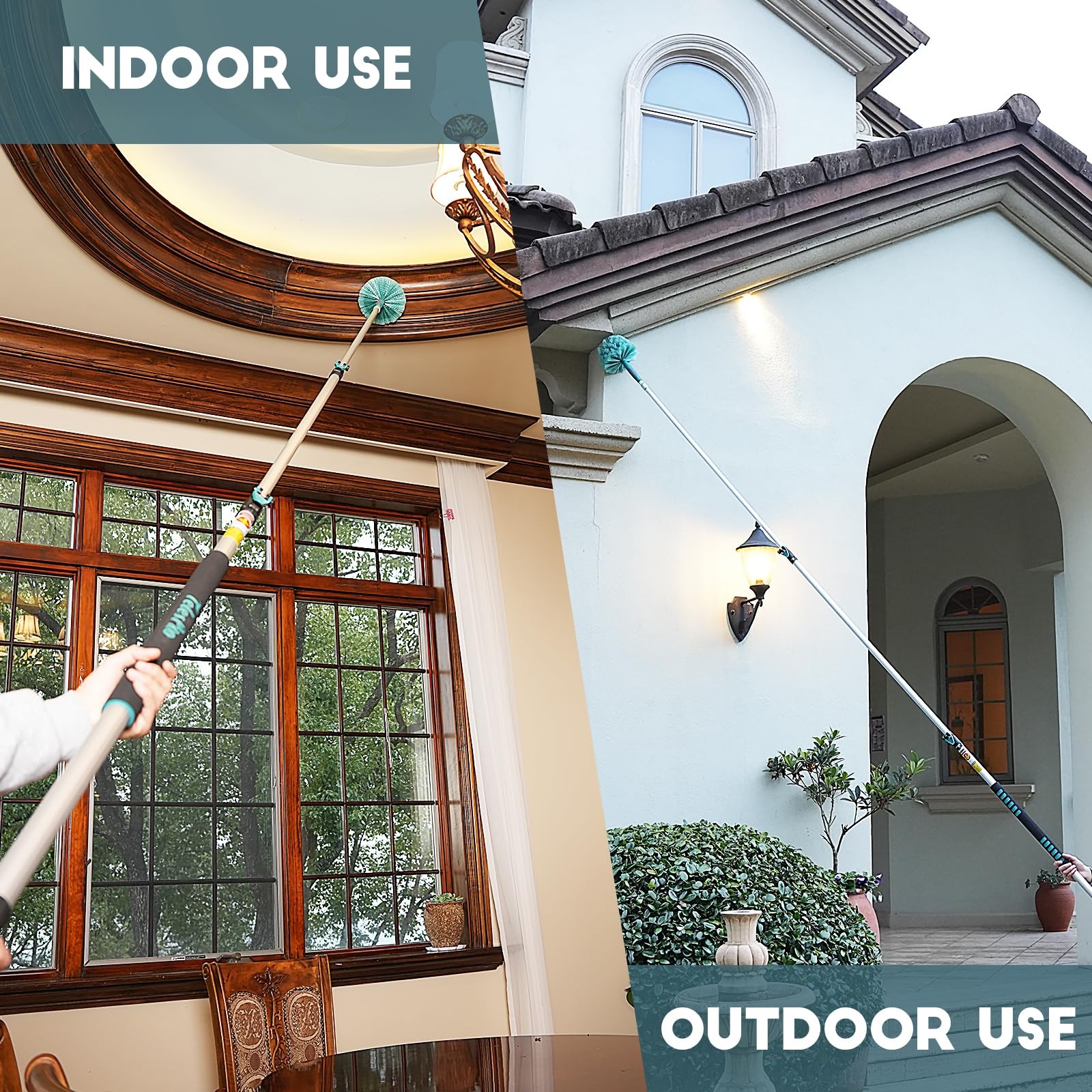 TelesPro 20 Feet High Reach Cobweb Duster with 5-12Ft 12 FT, Lake Blue