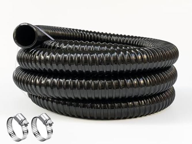 1 1/2 Inch Pond Sump Pump Discharge Hose Corrugated Water Hose Black PVC