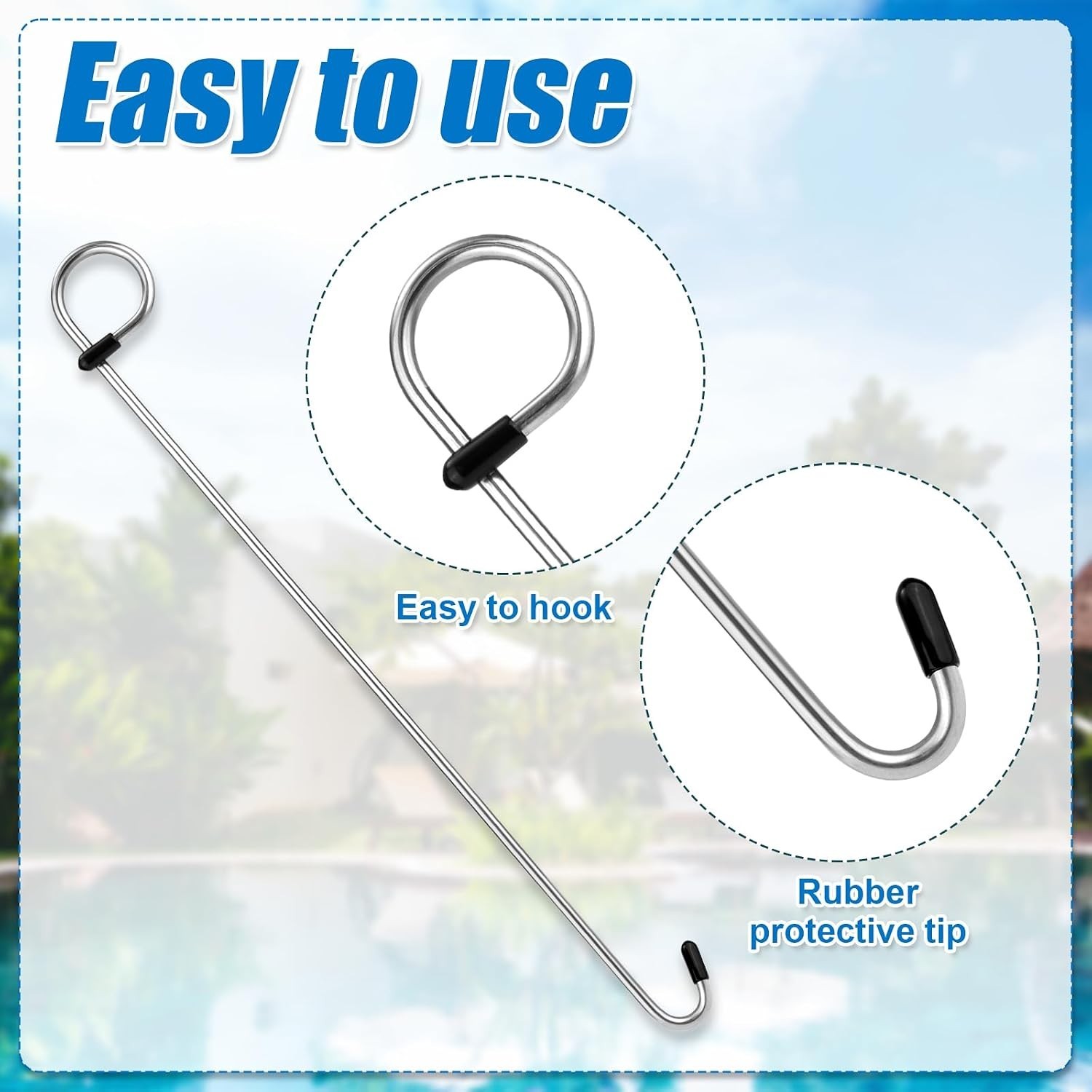 Swimming Pool Skimmer Basket Hook, 14.57in Long Skimmer Basket Extension Hand…