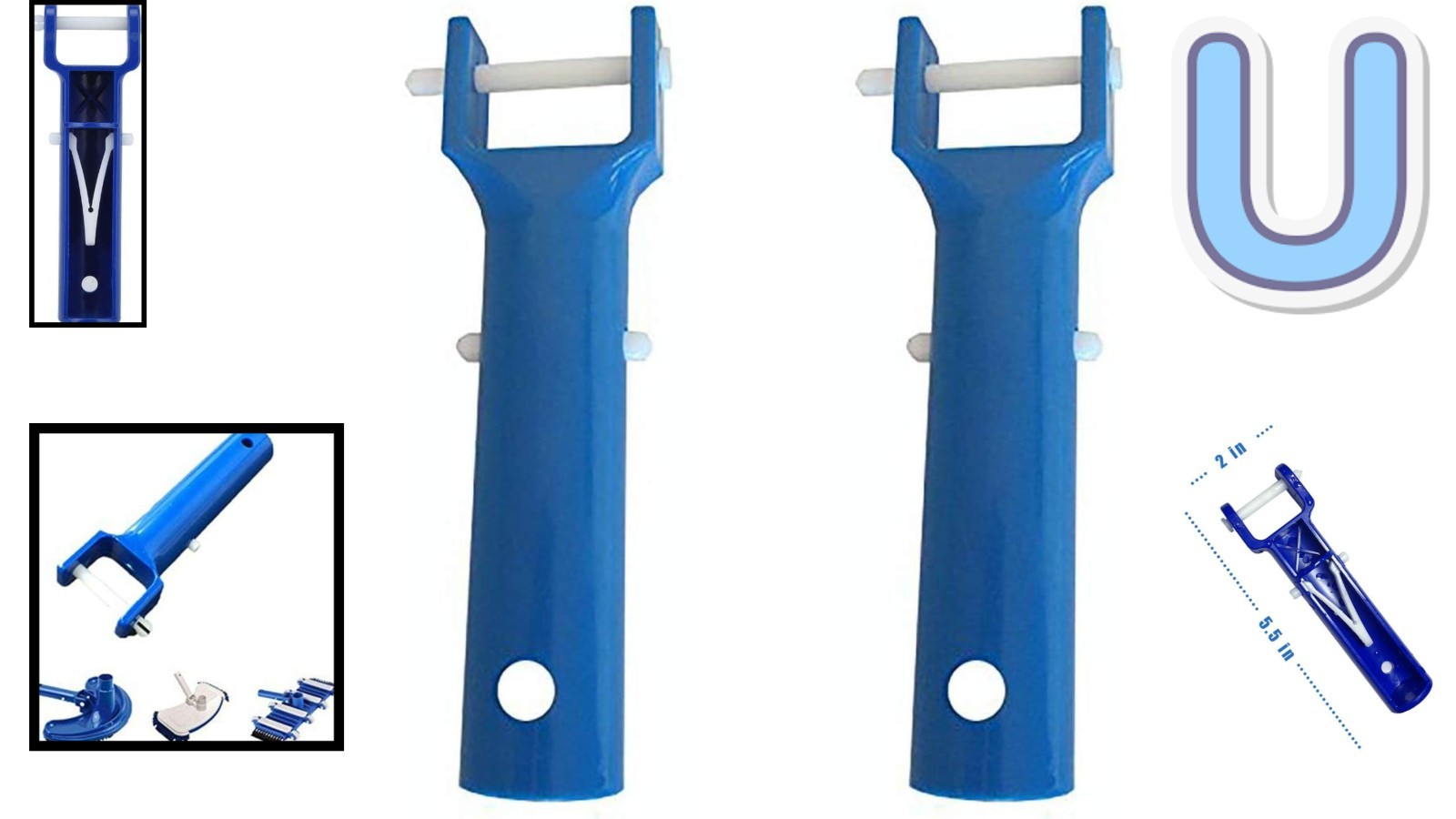 Compact Pool Vacuum Head Handle Replacement – 2 Blue Handles with Accessories