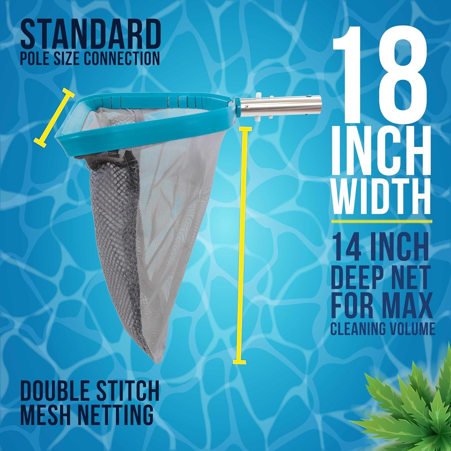 18&Prime; Heavy Duty Pool Net Skimmer – Fine Mesh for Optimal Cleaning