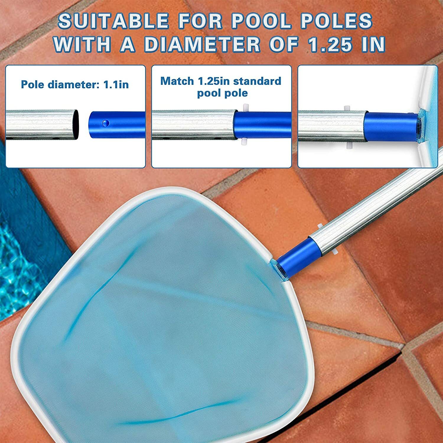 Swimming Pool Cleaning Leaf Skim Mesh Net Leaf Skimmer Pond Rake Debris Removal