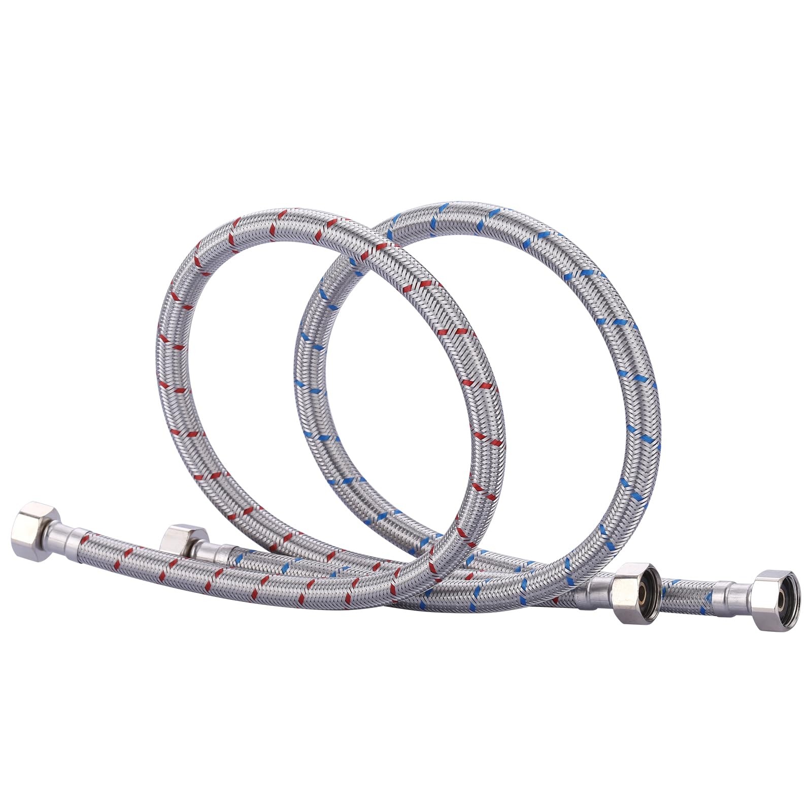 72 Inch Length Faucet Hose 1/2” to 1/2”, ARCORA Braided 72 Inch, Silver