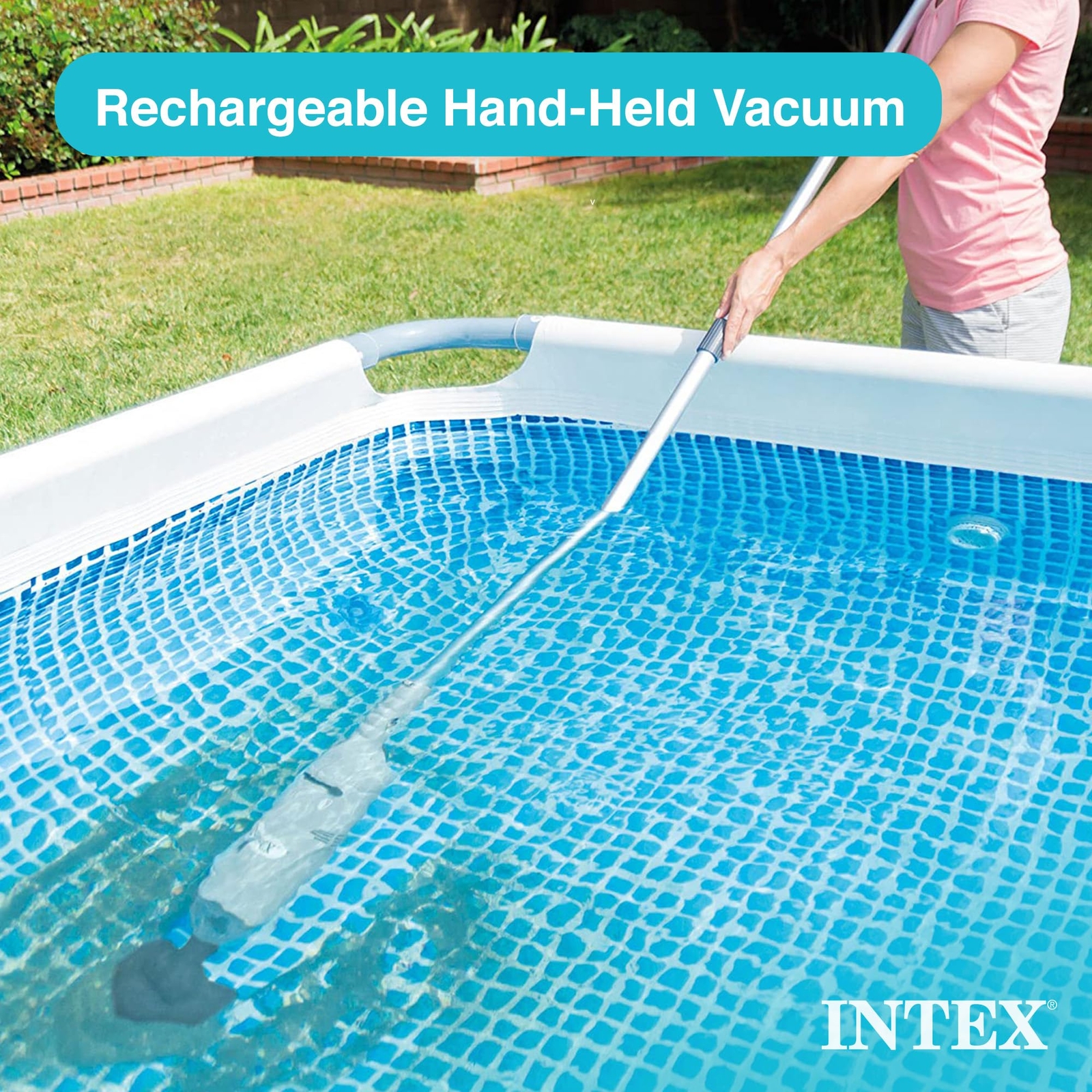 Gray Pool Vacuum for Above Ground Pools Rechargeable Handheld Portable Clean