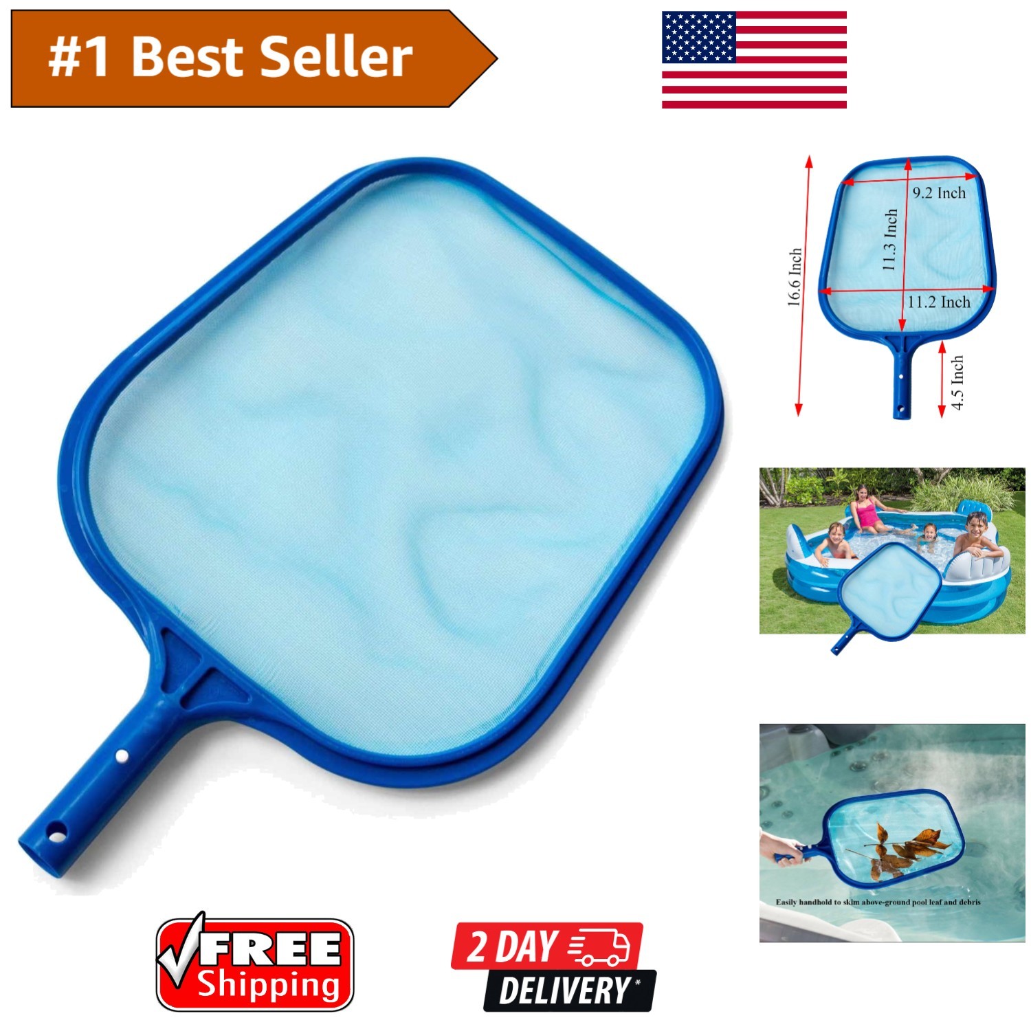 Lightweight Pool & Spa Leaf Rake Net – Sturdy, Easy-to-Use for Every Homeowner