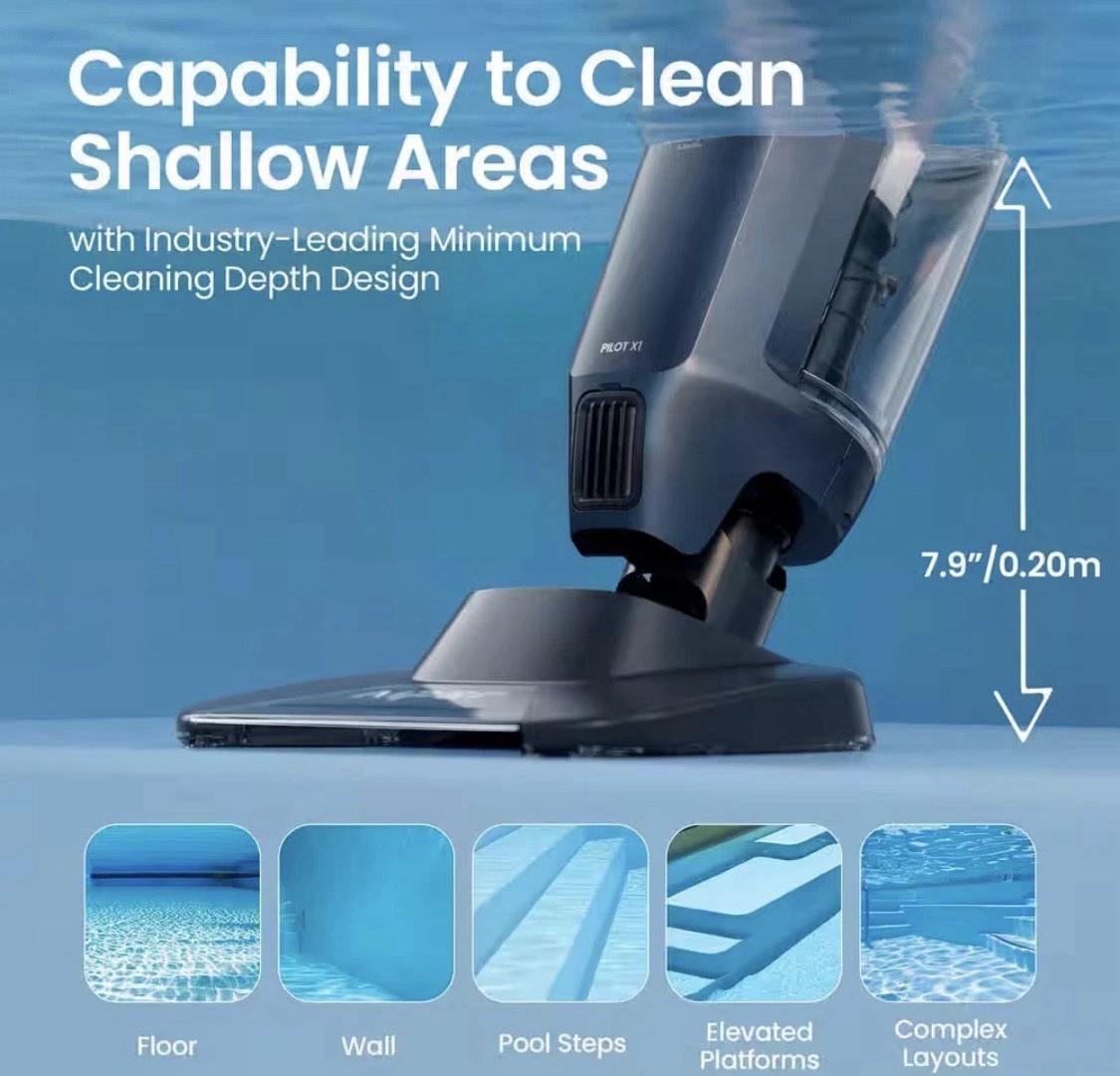 Pilot X1 Handheld Pool Vacuum for In/Above-Ground Pool Surface-Gray