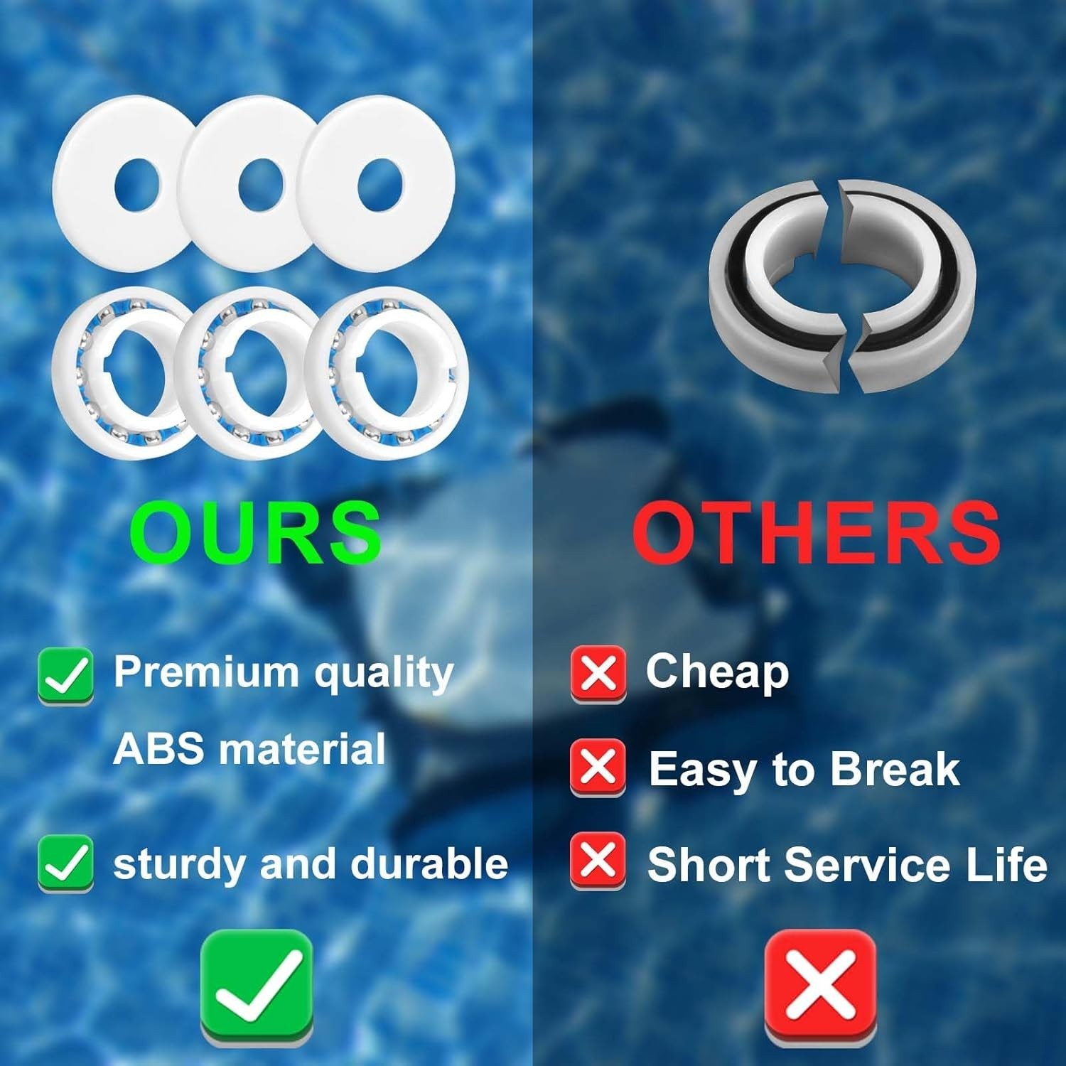 Pool Cleaner Rebuild Kit 8 Wheel Bearings, Screws & Washers for Polaris 280 180
