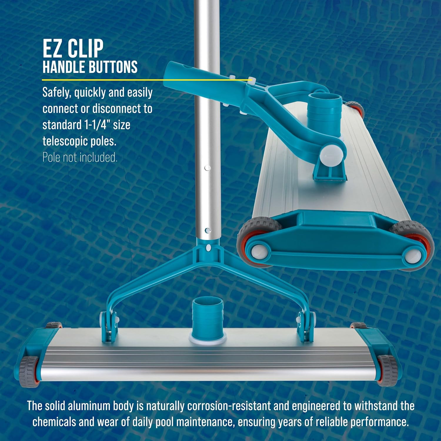 Heavy-Duty 17.5&Prime; Weighted Pool Vacuum Head with Aluminum Body – 5.6 Lb Manual In