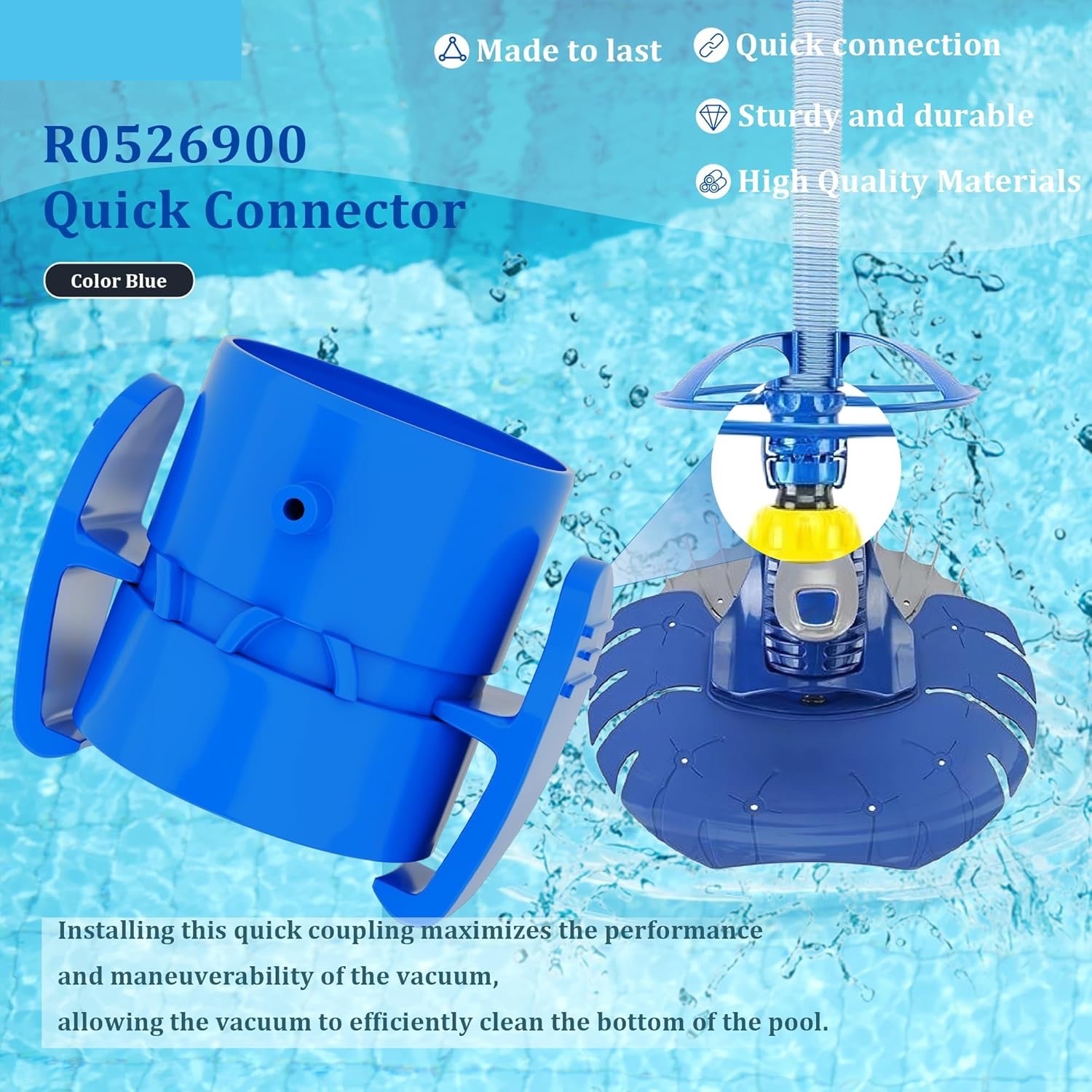 For Zodiac Quick Hose Connector For MX6 MX8 T5 & Duo Suction Cleaners R0526900