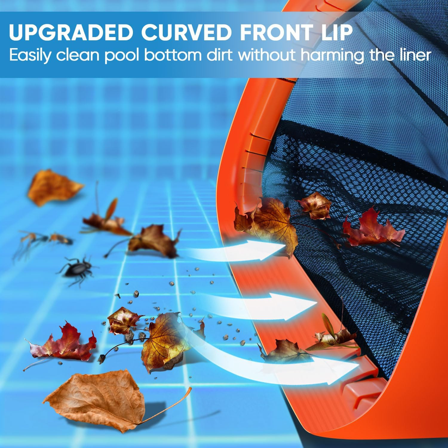 17.5&Prime; Pool Net, Pool Skimmer Net with Double-Layer Netting Bag, Aluminum Frame,