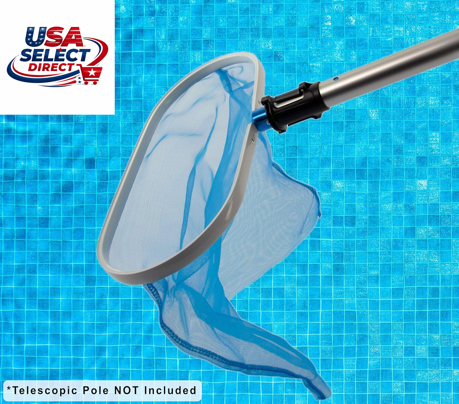 Heavy Duty Deep-Bag Leaf Rake Pool Skimmer with Ultra Fine Mesh