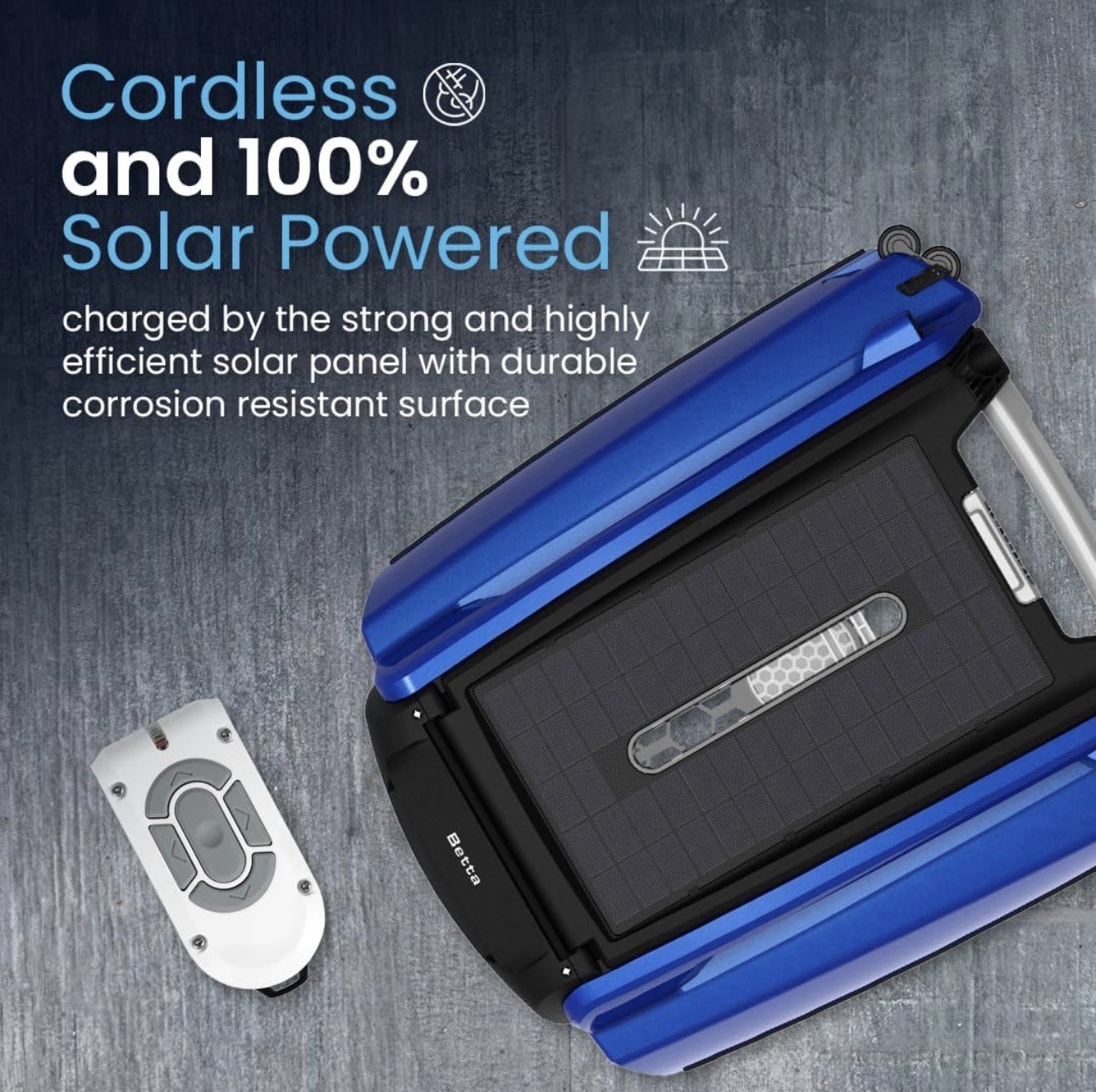 Betta SE Solar Powered Cordless Automatic Robotic Pool Cleaner, Blue/Black
