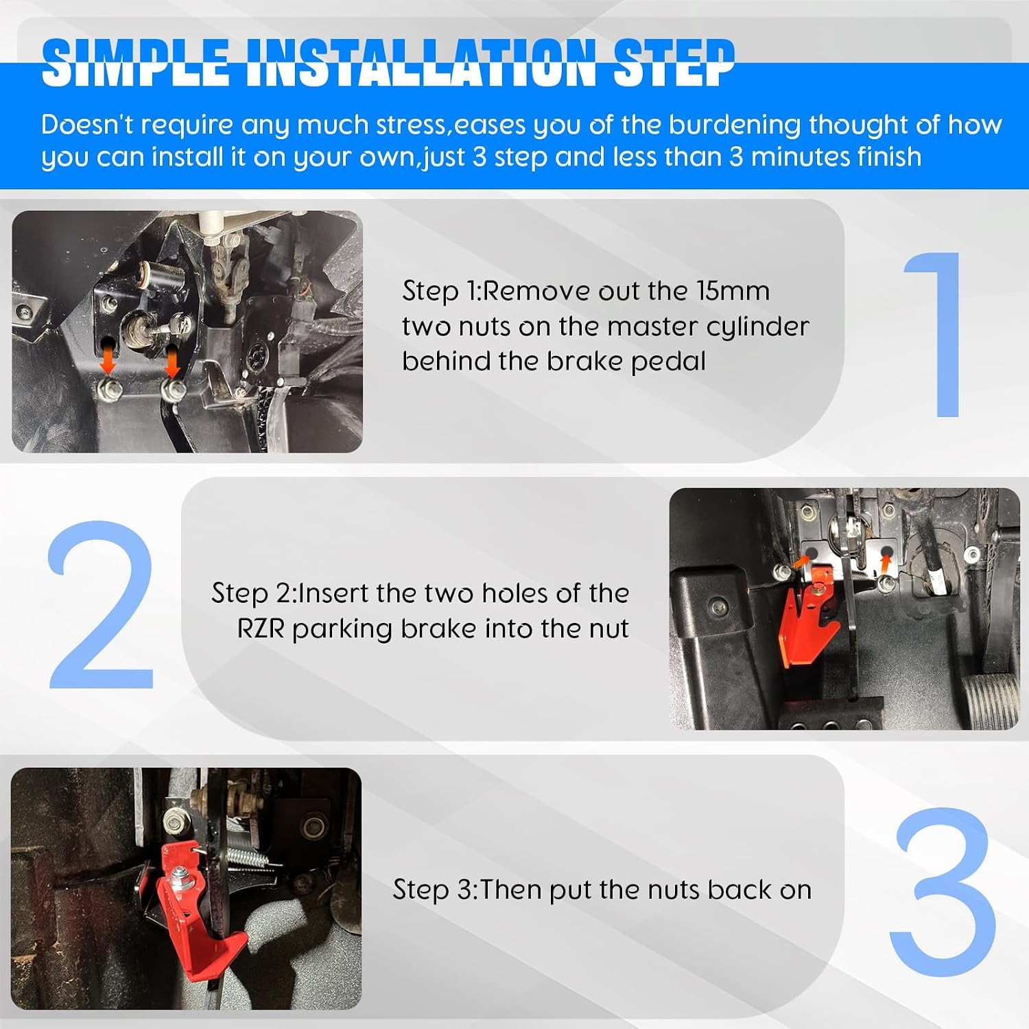 Spring Parking Brake RZR Parking Brake Kit Adjustment Brake Pedal Lock