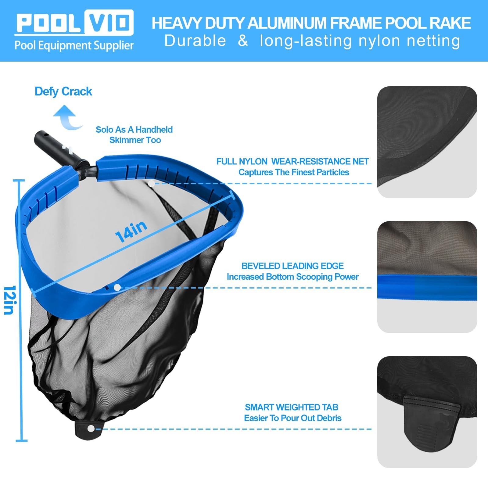 Poolvio Pool Cleaning Kit with Spa Jet Vacuum Cleaner, 8-Foot Pole, Leaf Rake…