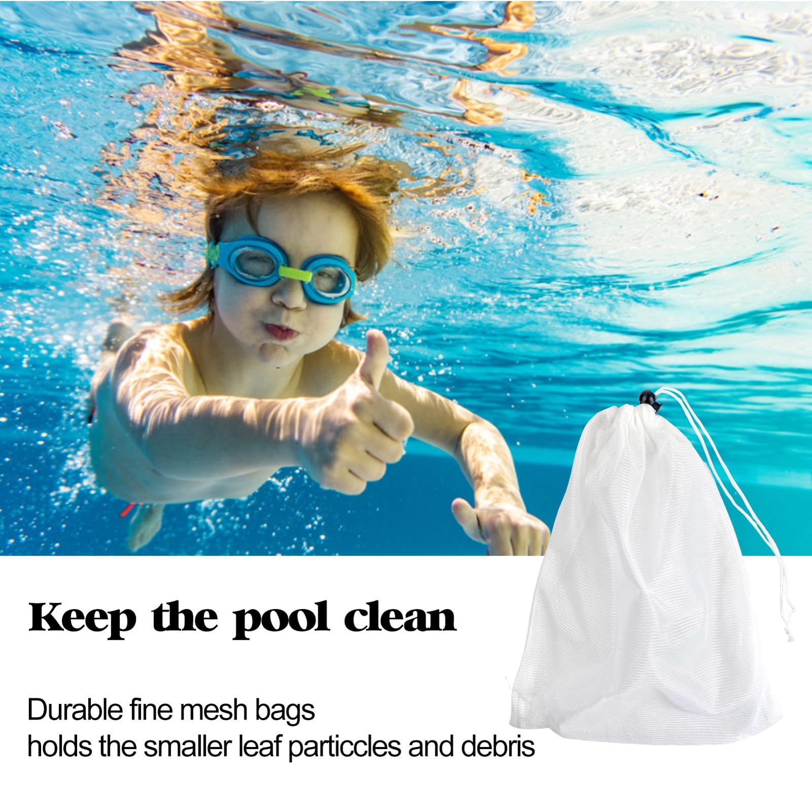 2 Pack 24×16 Inch Pool Leaf Vacuum Net Bag Replacement for Swimming Pool