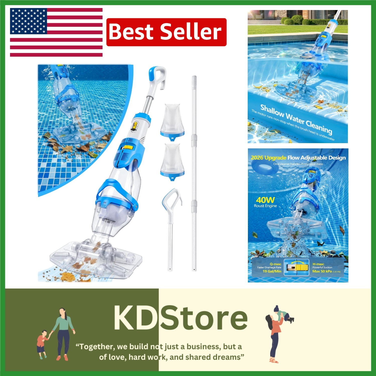 Effortless Cordless Pool Cleaning – 19 GPM Suction, Quick Charge, User-Friendly