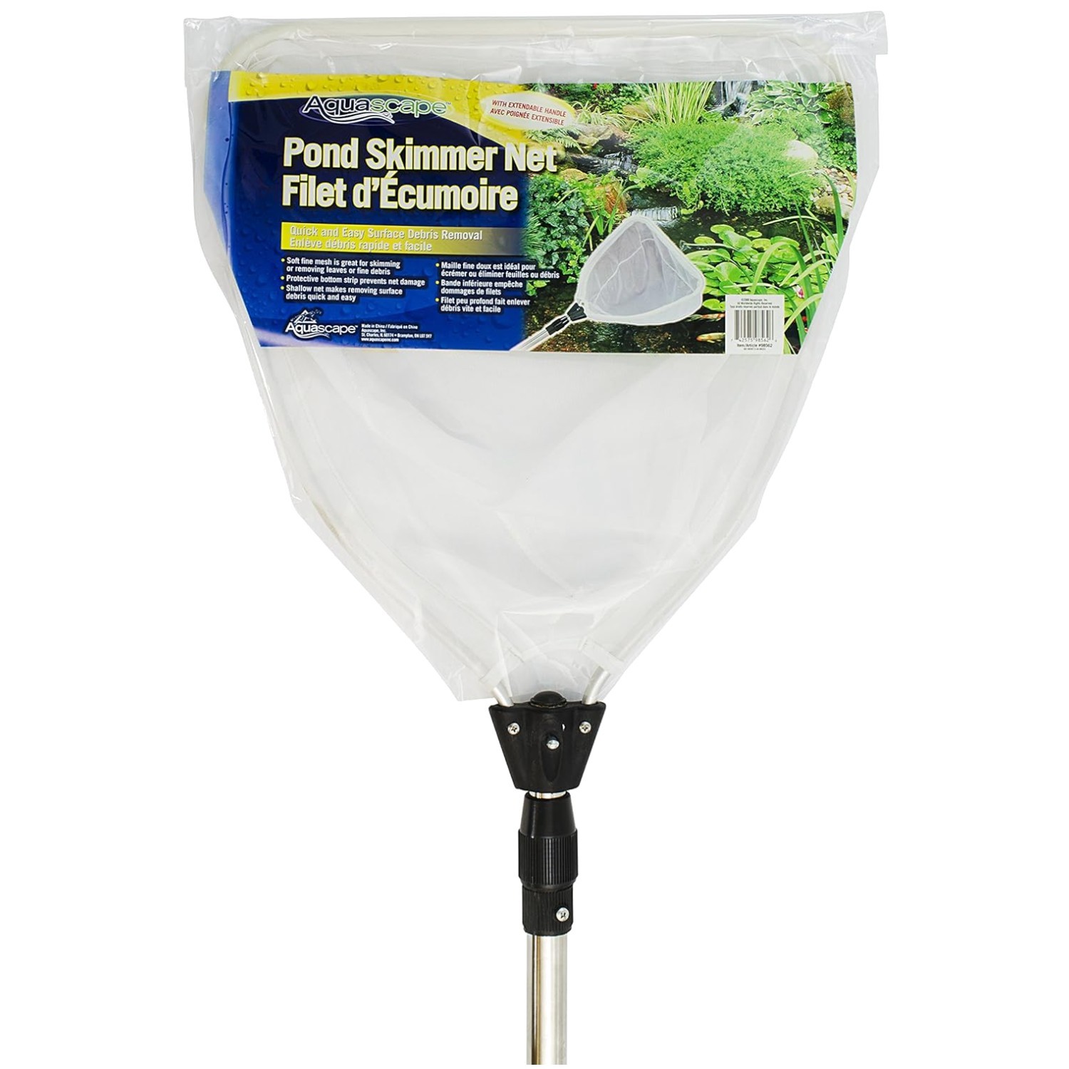 Fine Mesh Pond Skimmer Net, Extendable Handle, 36-69&Prime; Length