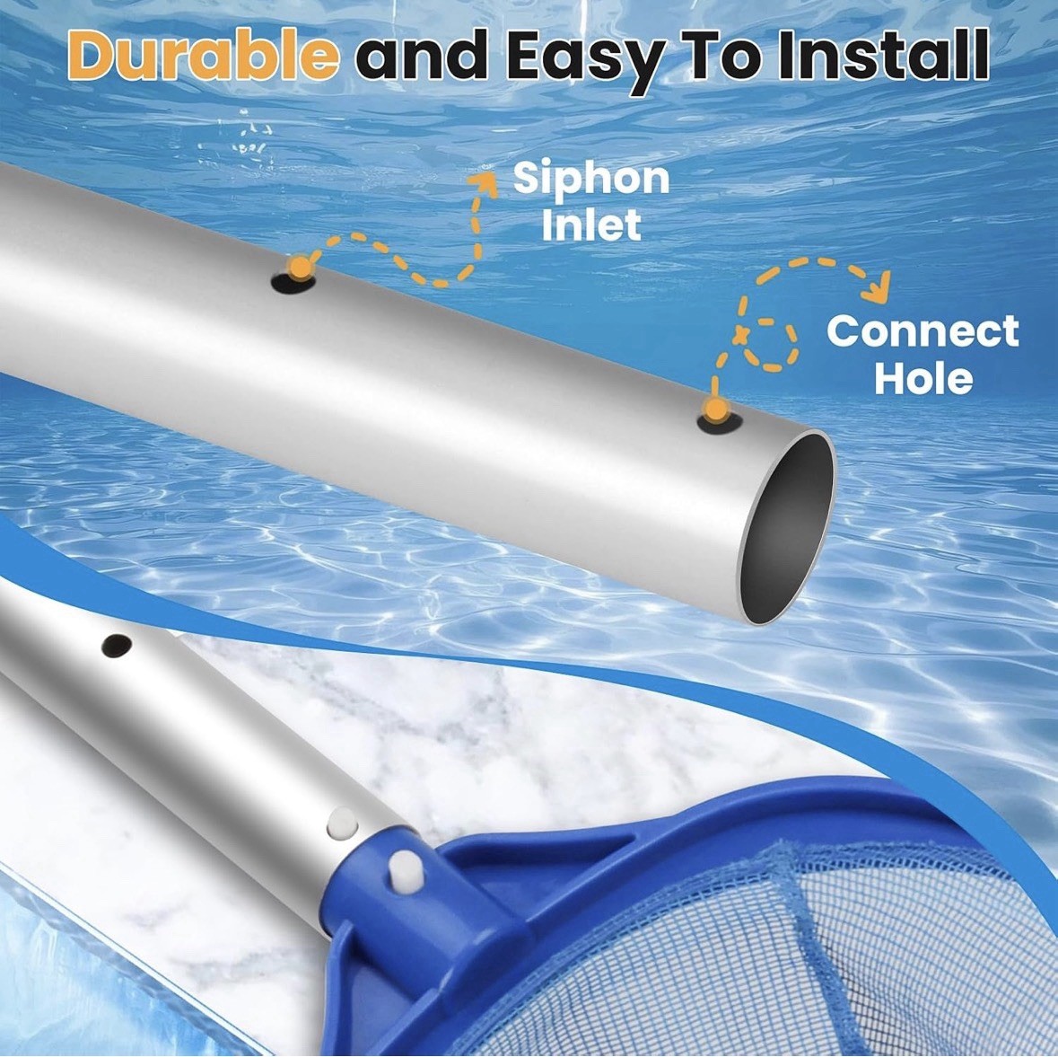 12ft Telescopic Aluminum Pool Pole – Corrosion Resistant Swimming Pool Pole