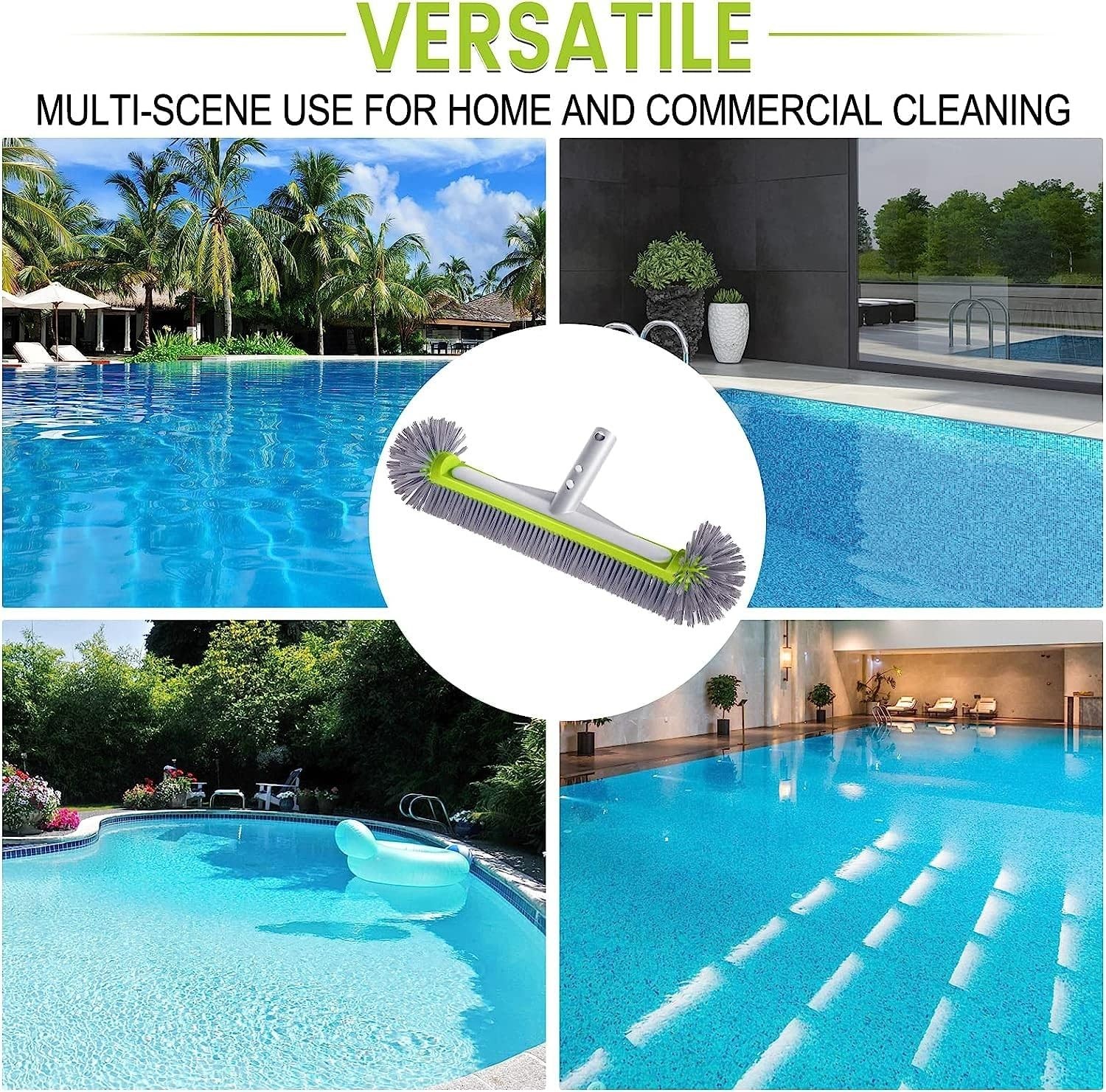 Professional Swimming Pool Brush Head with round Ends,17.5&Prime; Heavy Duty Aluminum