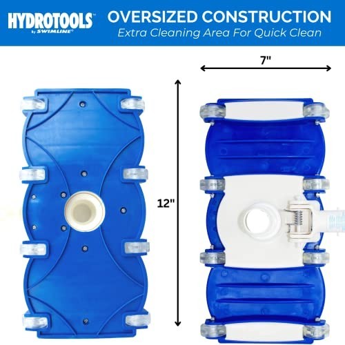 Pool Vacuum Head Weighted Rectangular 2.4 LB 1-1/4 1-1/2 Hose Swivel Wheels