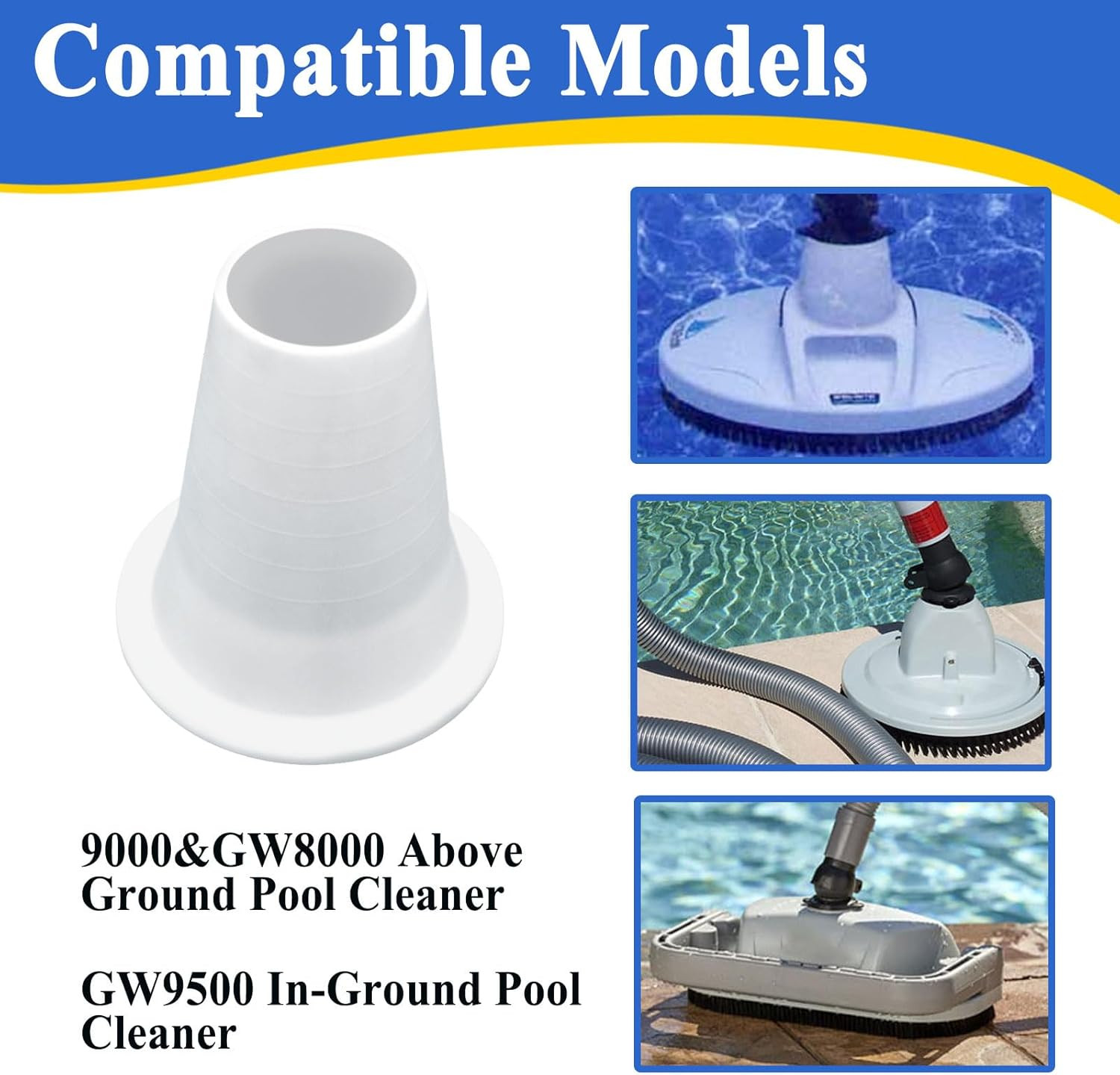 GW9000 GW9015 Cone Reducer, Automatic Pool and Spa Cleaner Replacement Part, Whi