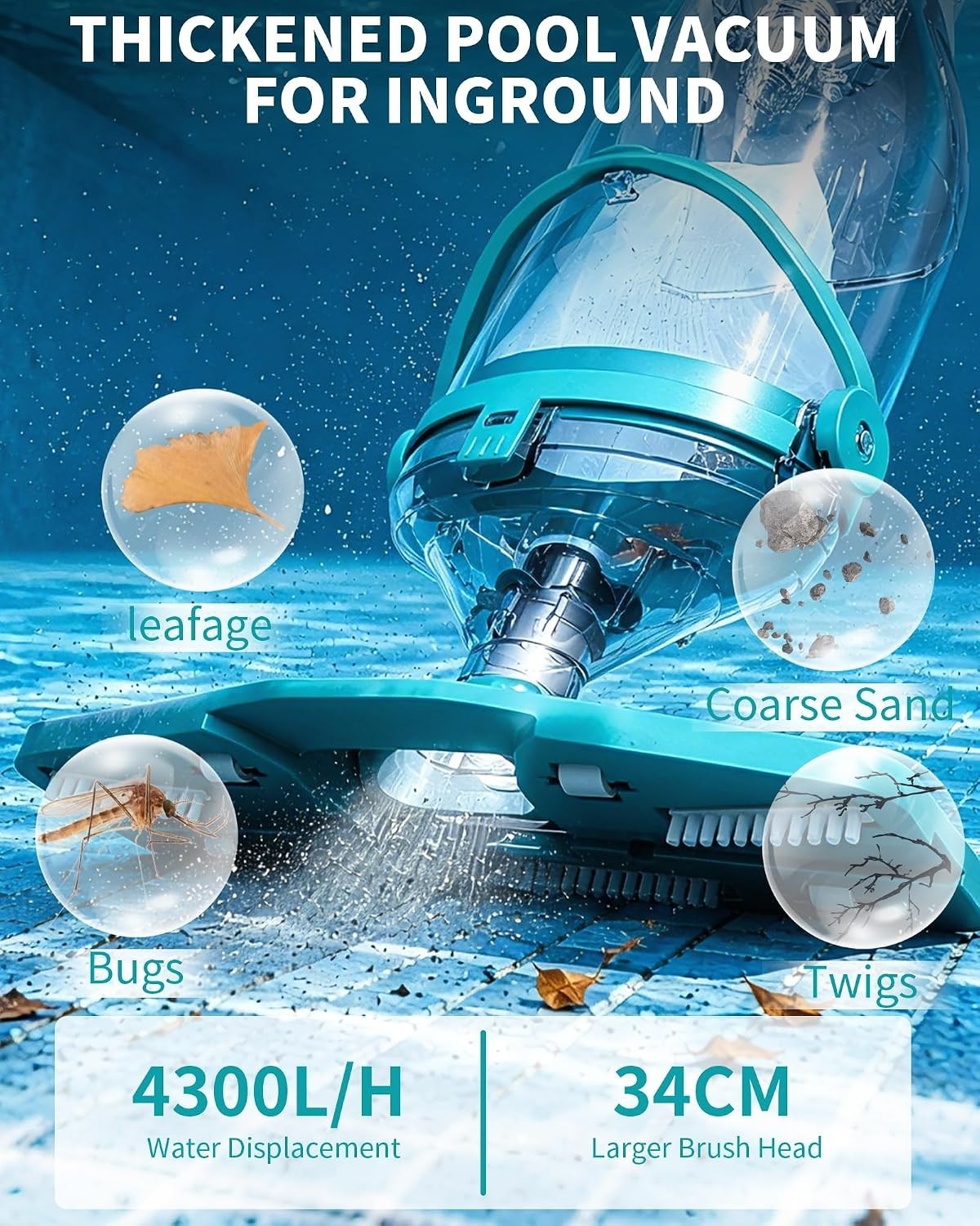 Efficient Cordless Hot Tub Vacuum with Waterproof Design & Extendable Pole