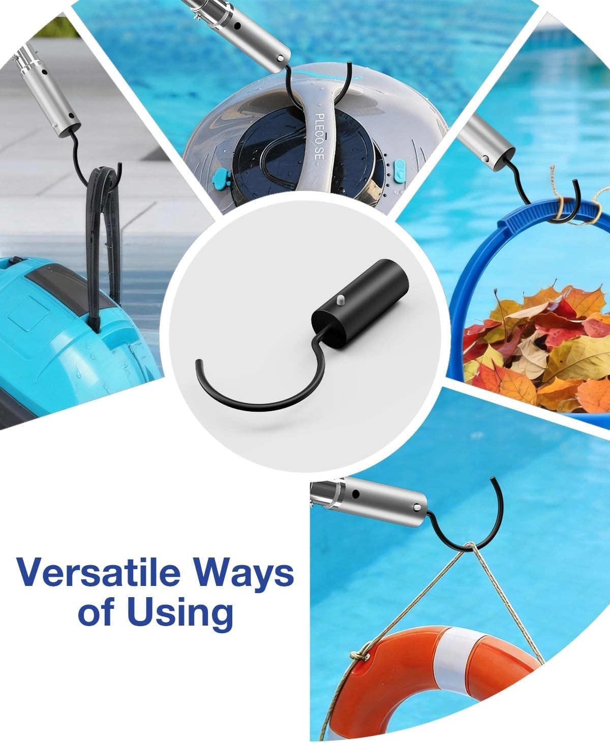 16 Ft Telescopic Pool Pole with Robotic Pool Cleaner Hook, Extendable Aluminu…