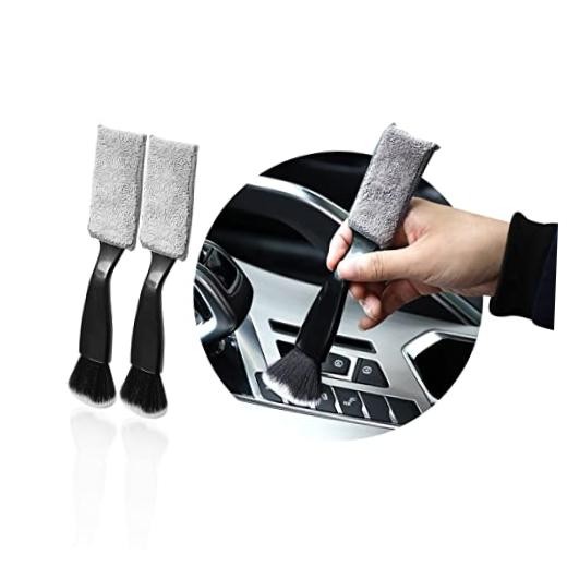 2 PCS Double Head Brush for Car Clean, Soft Auto Interior Duster Black, 2 PCS