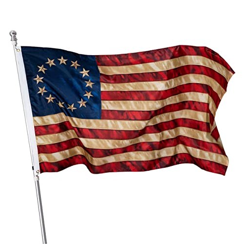 Historical Betsy Ross Flag 3×5 foot | Heavy Duty Heritage Tea Stained