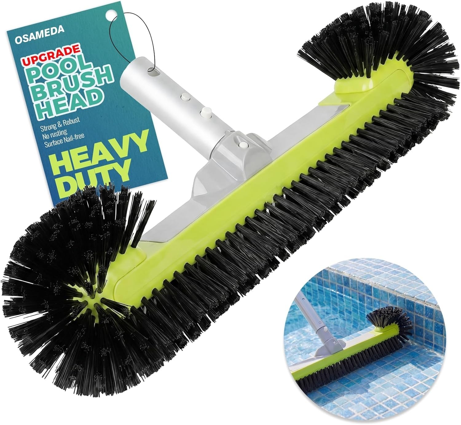 Pool Brush Head for Cleaning Walls with Hemispherical Bristles, Heavy Duty In…